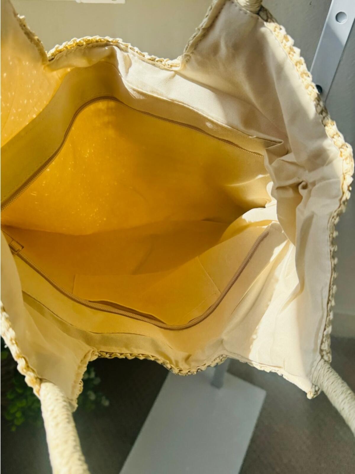 Boutique. Beige Woven Tote with Rope Handles