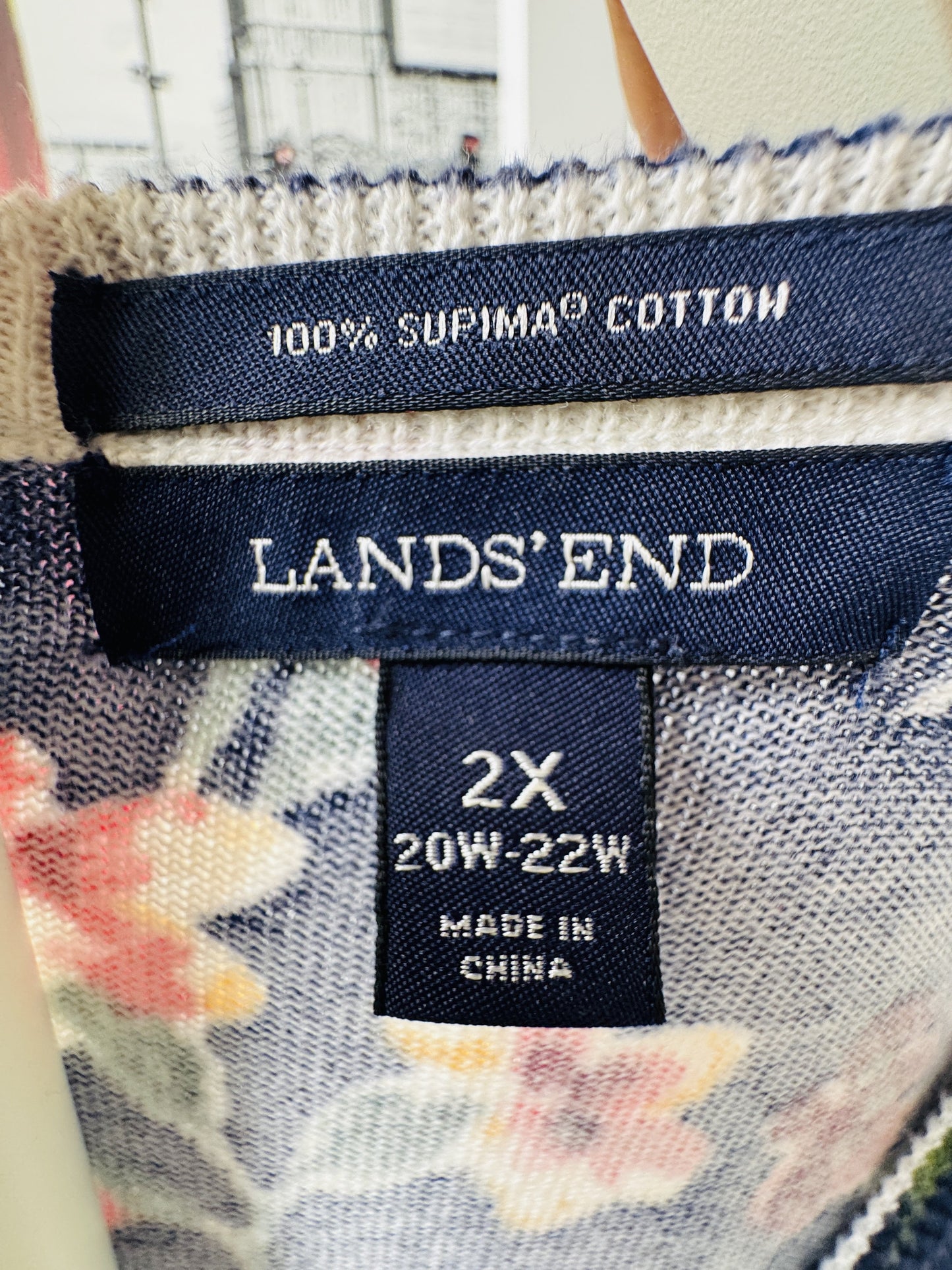 Lands' End Floral V-Neck Supima Cotton Cardigan Size 2X