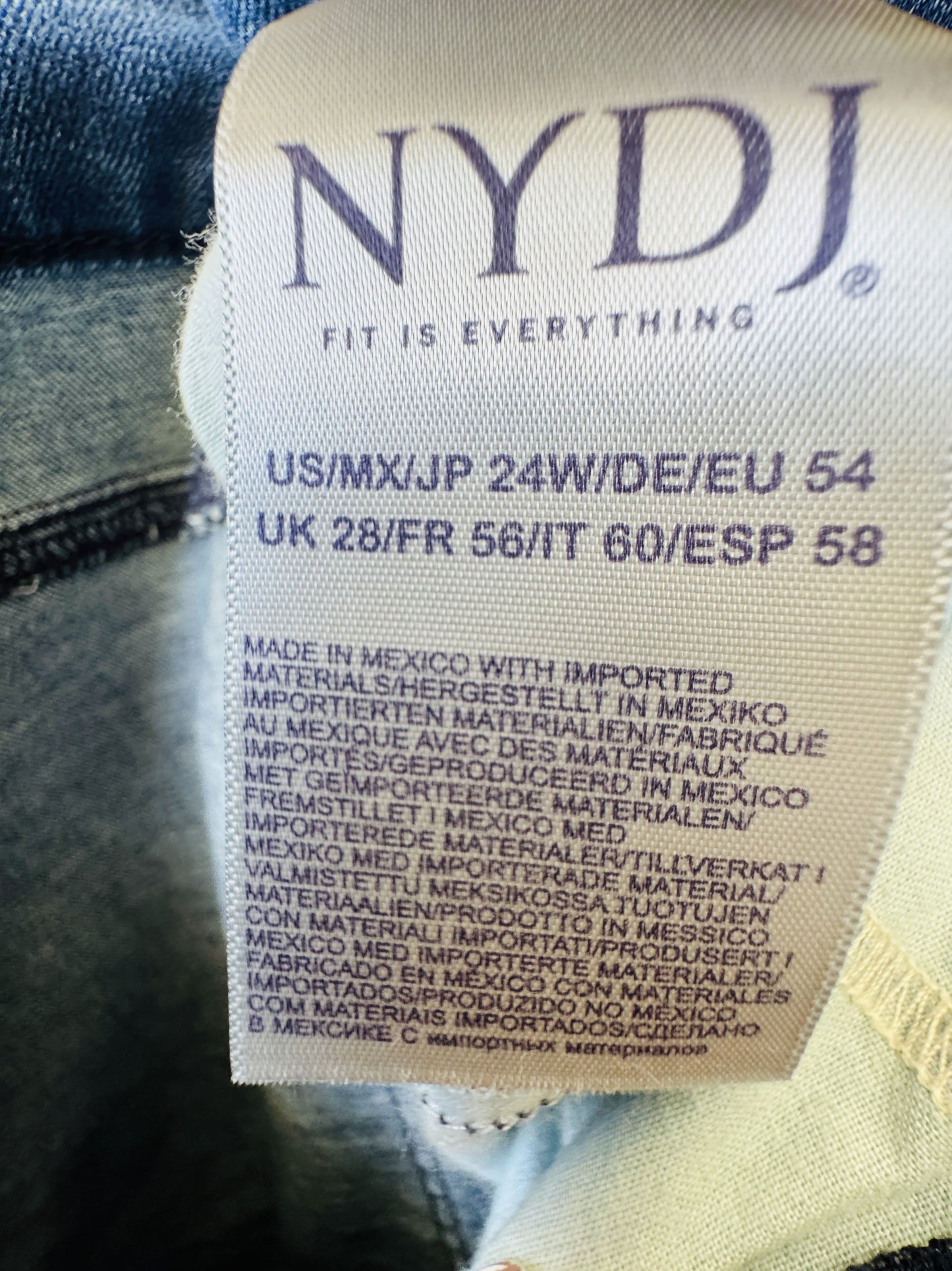 NYDJ Marilyn Straight Leg Jeans in Blue Denim - Size 24W