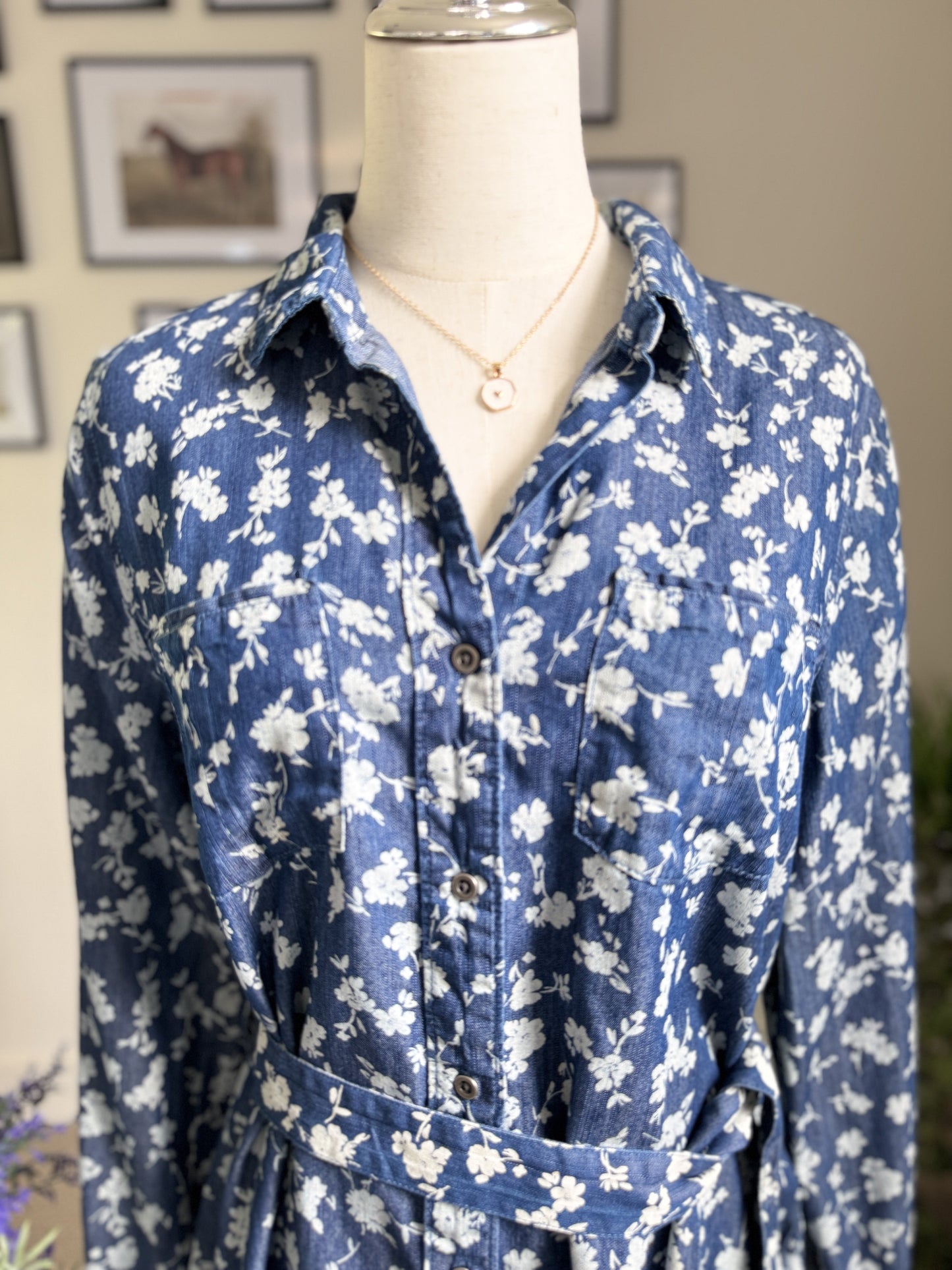 Velvet Heart Floral Cotton Tencel Shirt Dress Size S