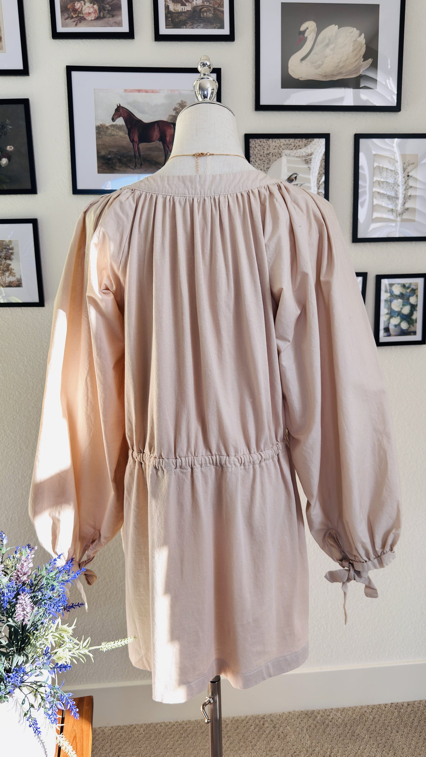 Zara Cotton Balloon Sleeve Mini Dress - Size S