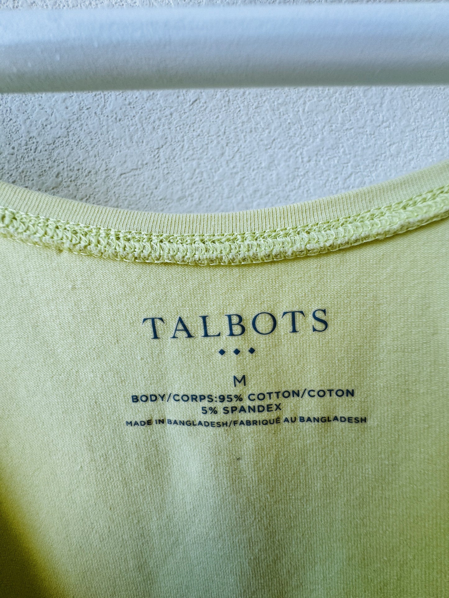 Talbots Yellow Cotton Spandex Scoop Neck Tank Top - Size M