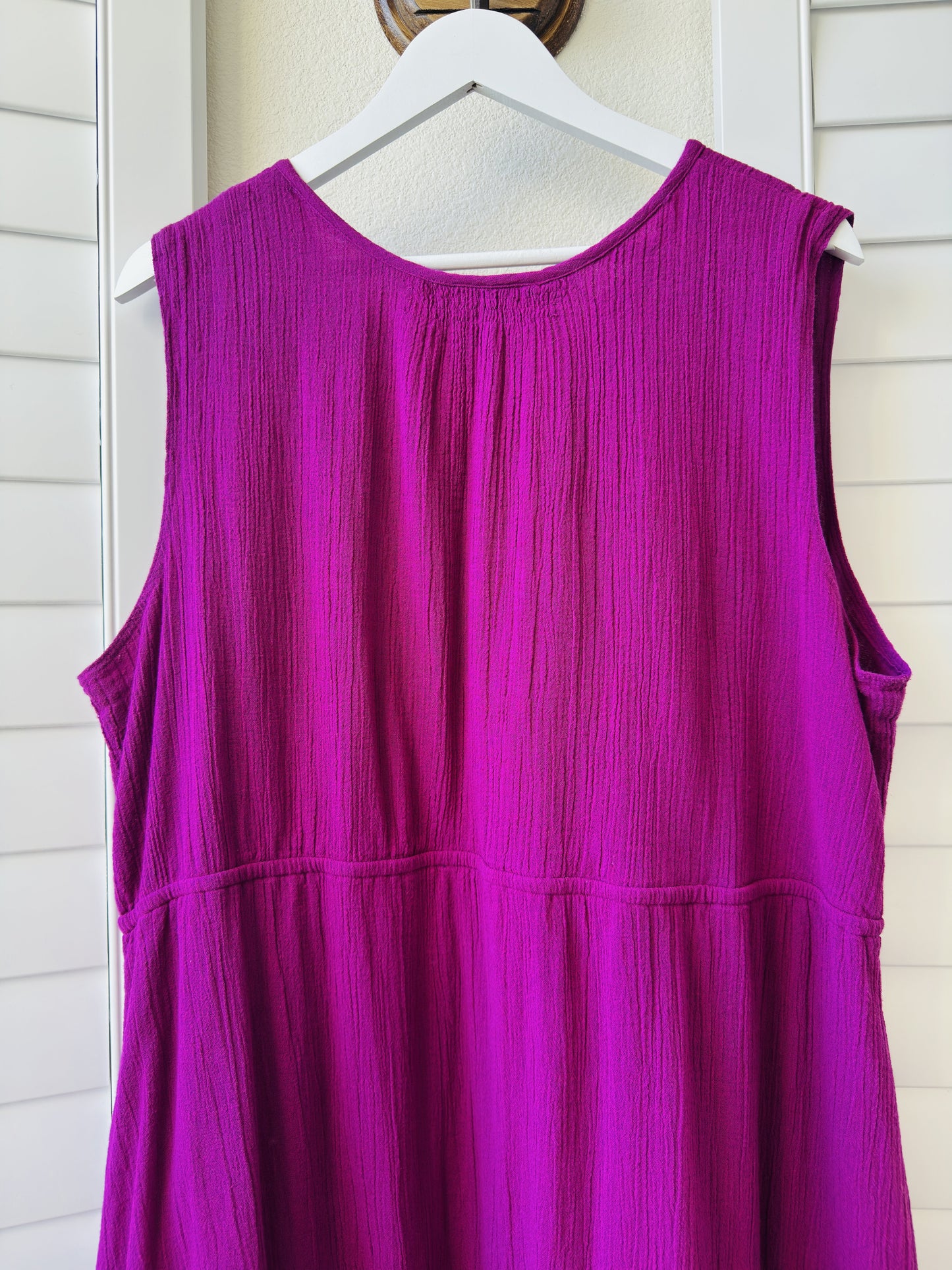 Woman Within Magenta Cotton Sleeveless Midi Dress - Size 1X