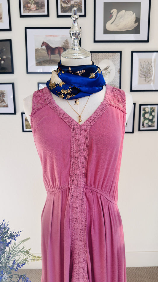 Style & Co Pink Crochet Lace Handkerchief Hem Dress - Size S