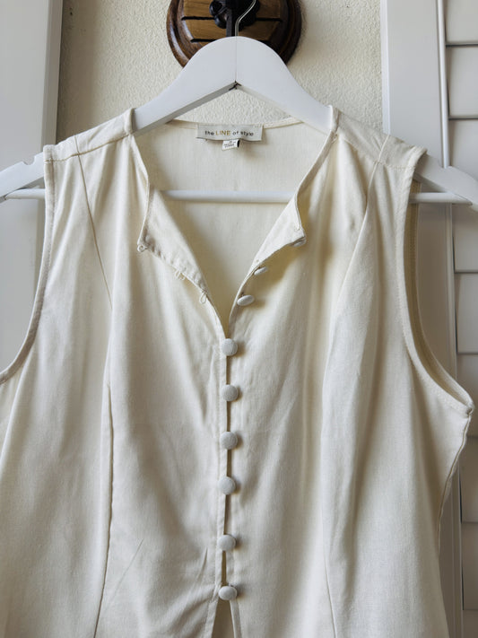 the LINE of style Cream Rayon Linen Blend Button-Up Vest - Size S