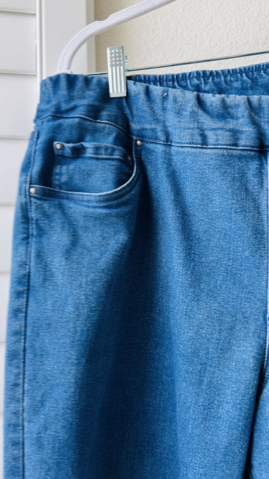 Blair Blue Denim Pull-On Crop Pants - Size 16W