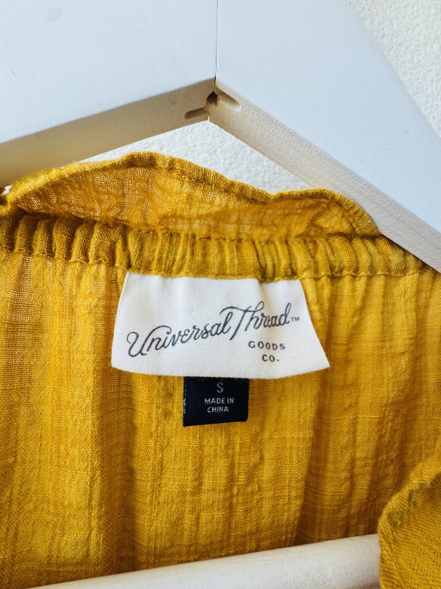 Universal Thread Mustard Yellow Ruffled Neck Blouse - Size S