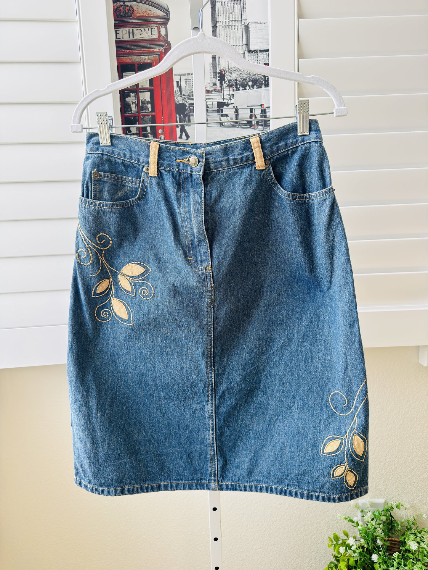 Style & co. Women's Embroidered Denim Pencil Skirt, Size 8