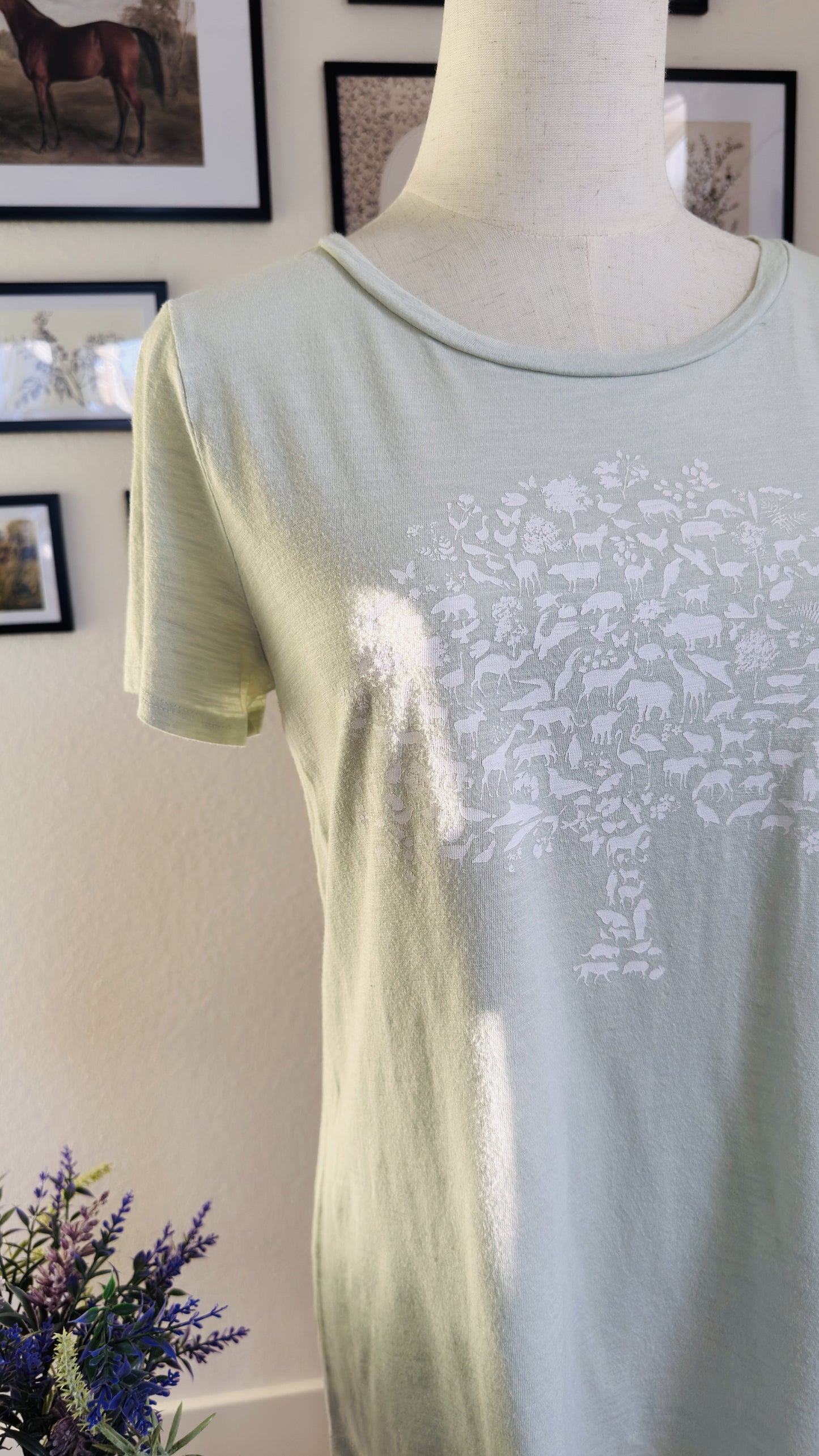 Liz Claiborne Simply Liz Green Animal Tree Graphic Tee - Size S