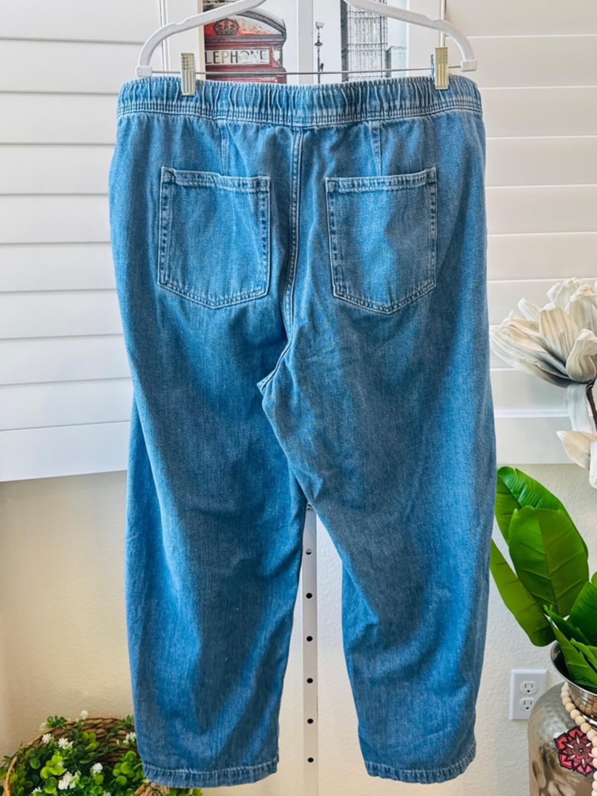 GAP Women’s Light Blue Relaxed Drawstring Jeans. Size XL