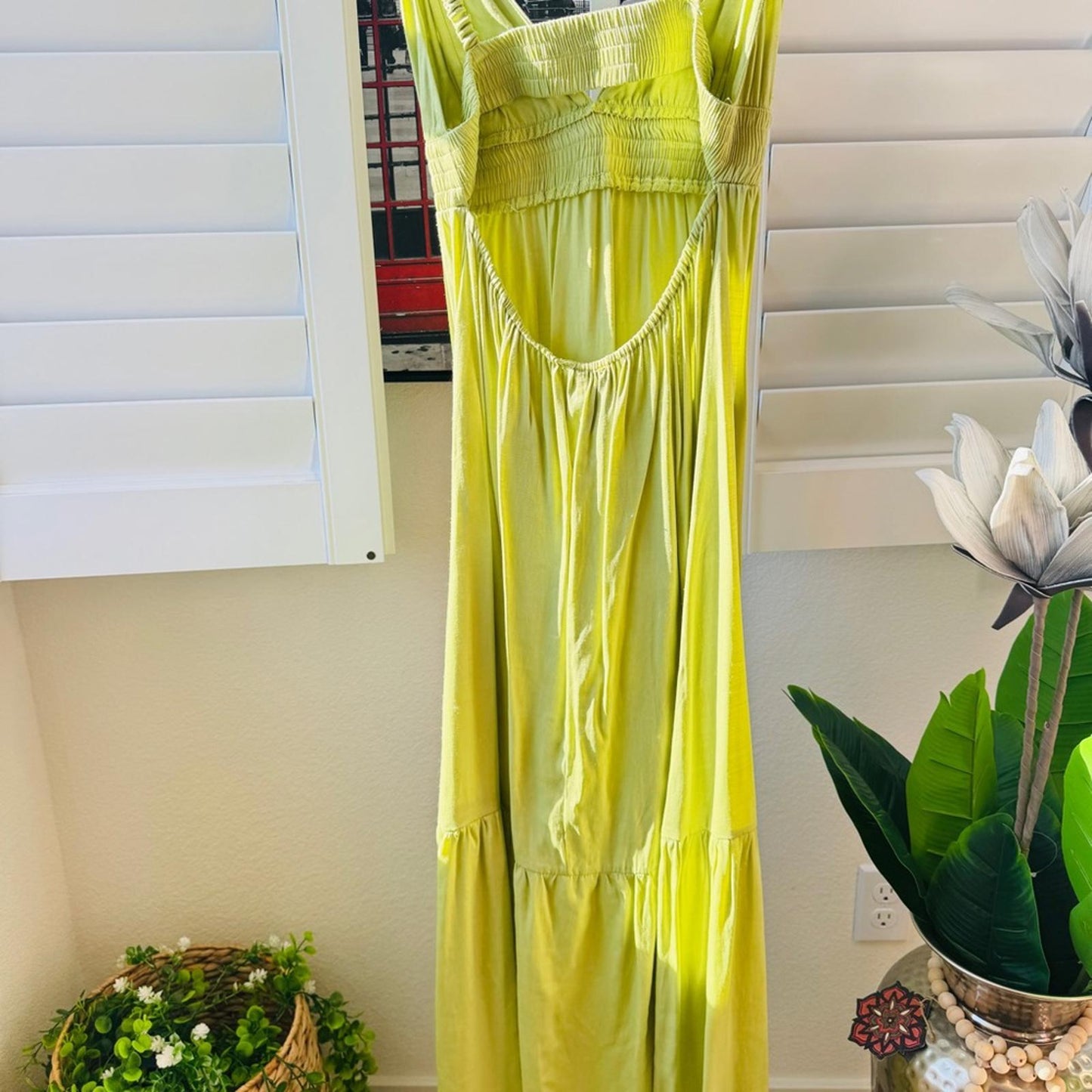 Forever 21. Size S. Lime Green V‑Neck Maxi Slip Dress