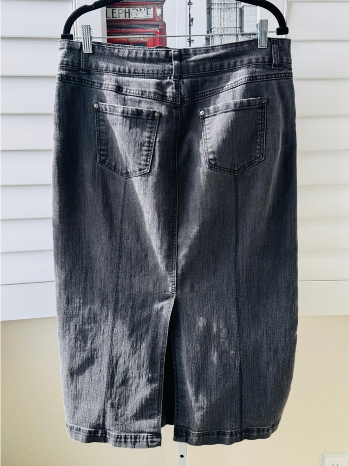 Style & Co. Tummy Control. Size 12. Black Denim Midi Pencil Skirt