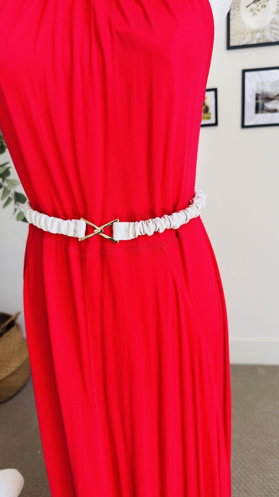 Gap Red Halter Neck Viscose Maxi Dress - Size M