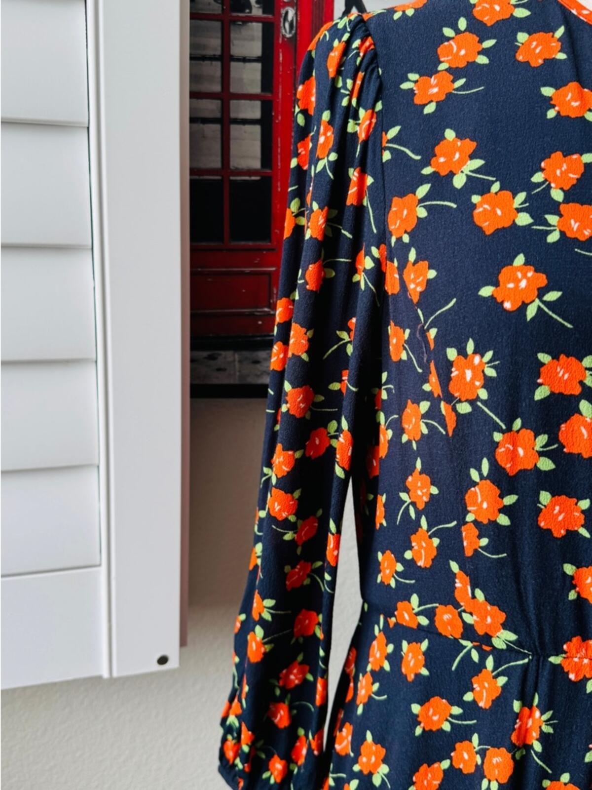 J. Crew. Size 4. Black Maxi Dress with Orange Floral Print
