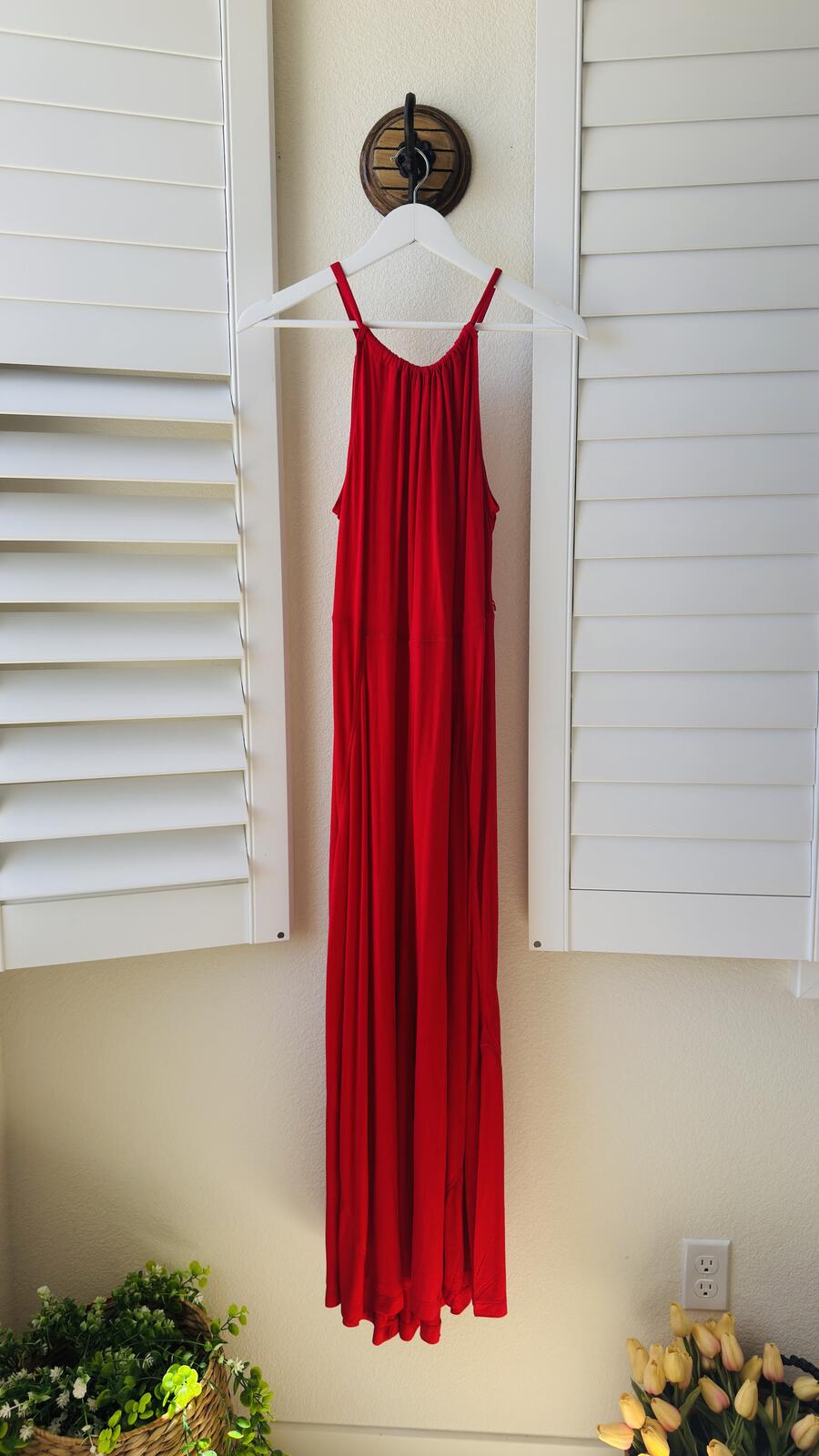 Gap Red Halter Neck Viscose Maxi Dress - Size M