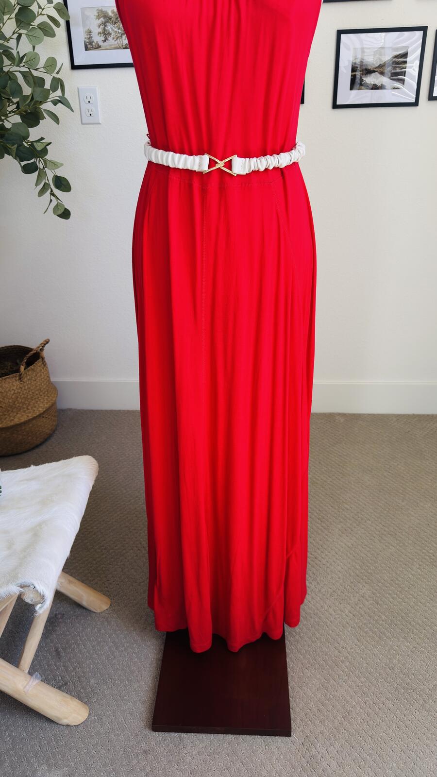 Gap Red Halter Neck Viscose Maxi Dress - Size M