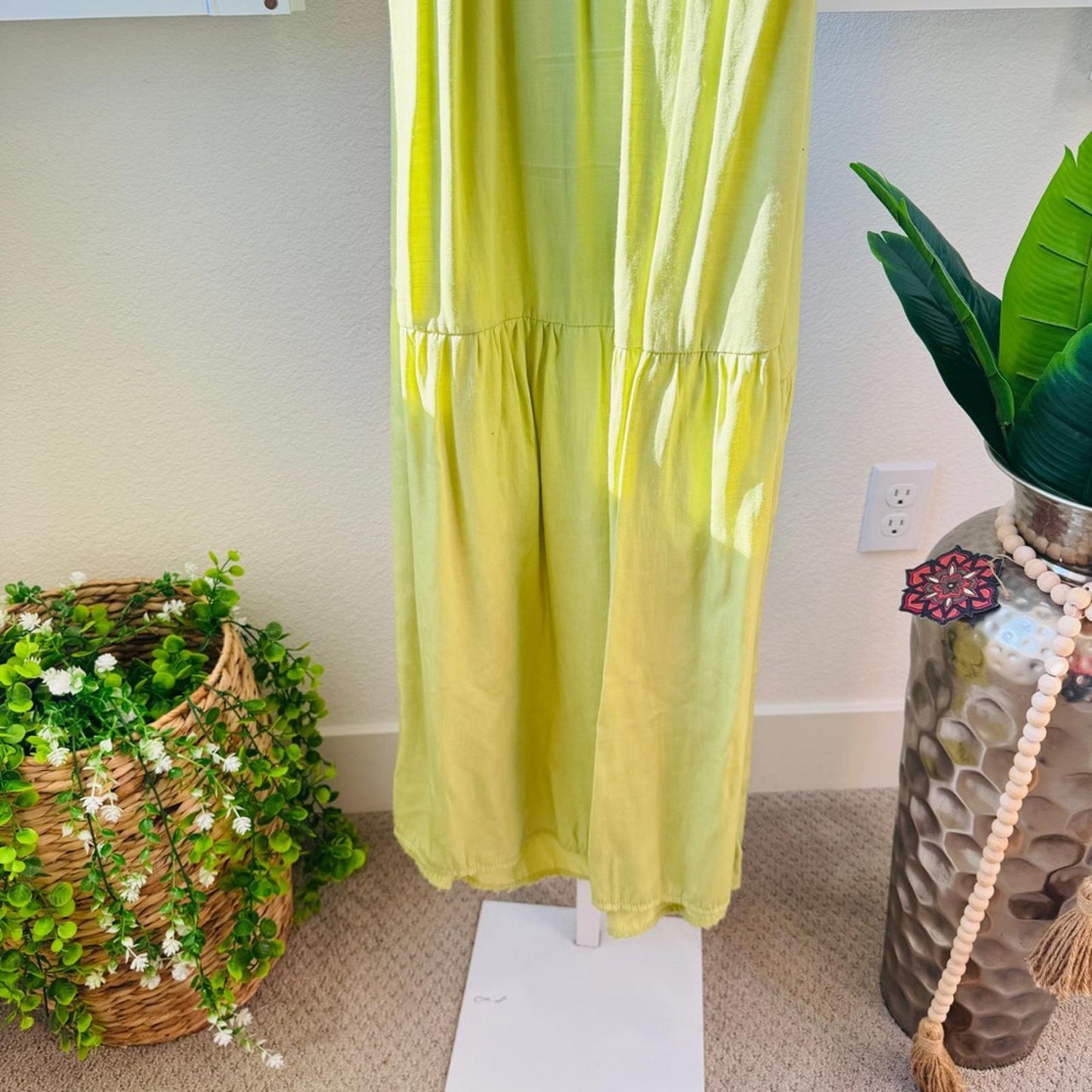 Forever 21. Size S. Lime Green V‑Neck Maxi Slip Dress