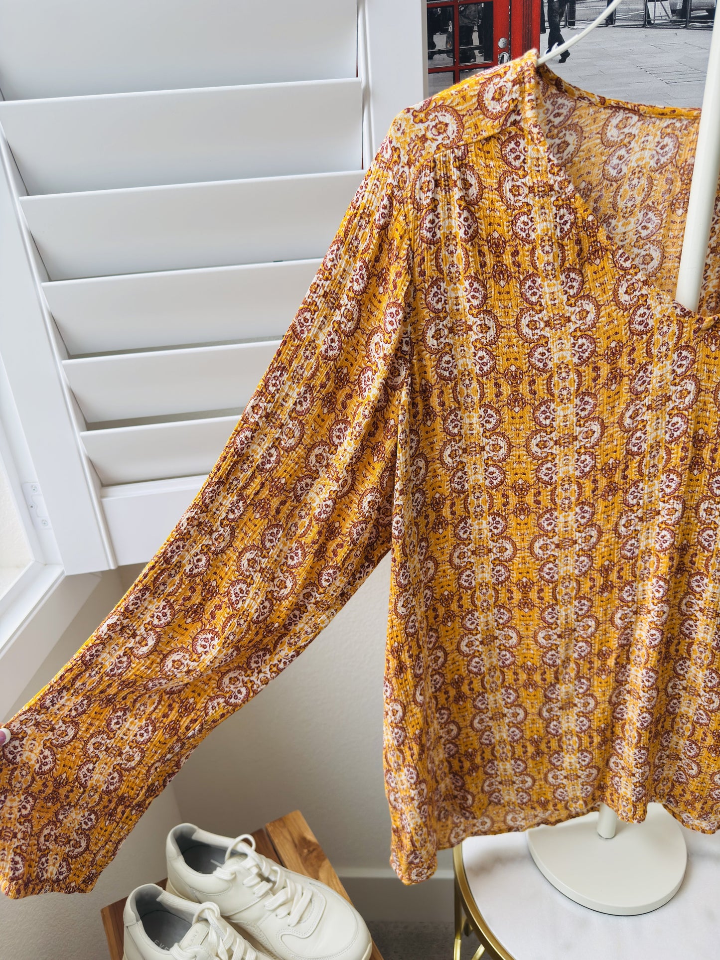 Lane Bryant Orange Medallion Print V-Neck Rayon Top, Size 18/20