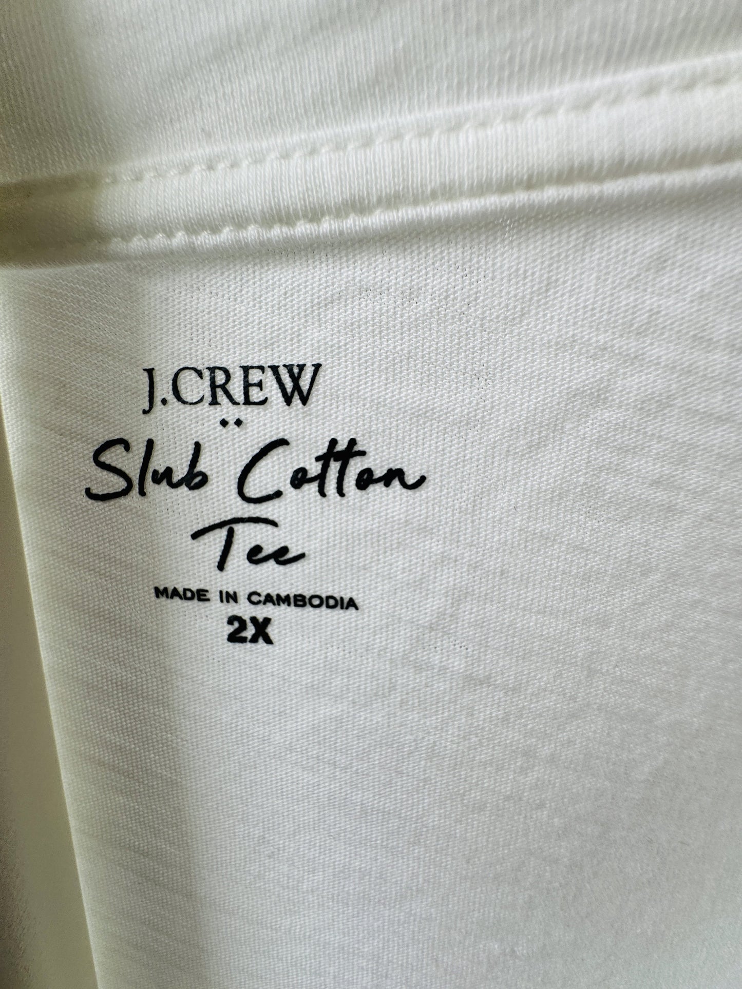 J.Crew Women's Slub Cotton V-Neck Tee - White, Size 2X