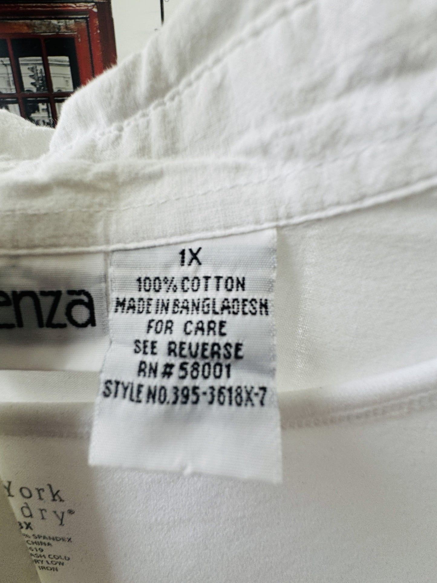 Apparenza White 100% Cotton Button Down Shirt, Size 1X