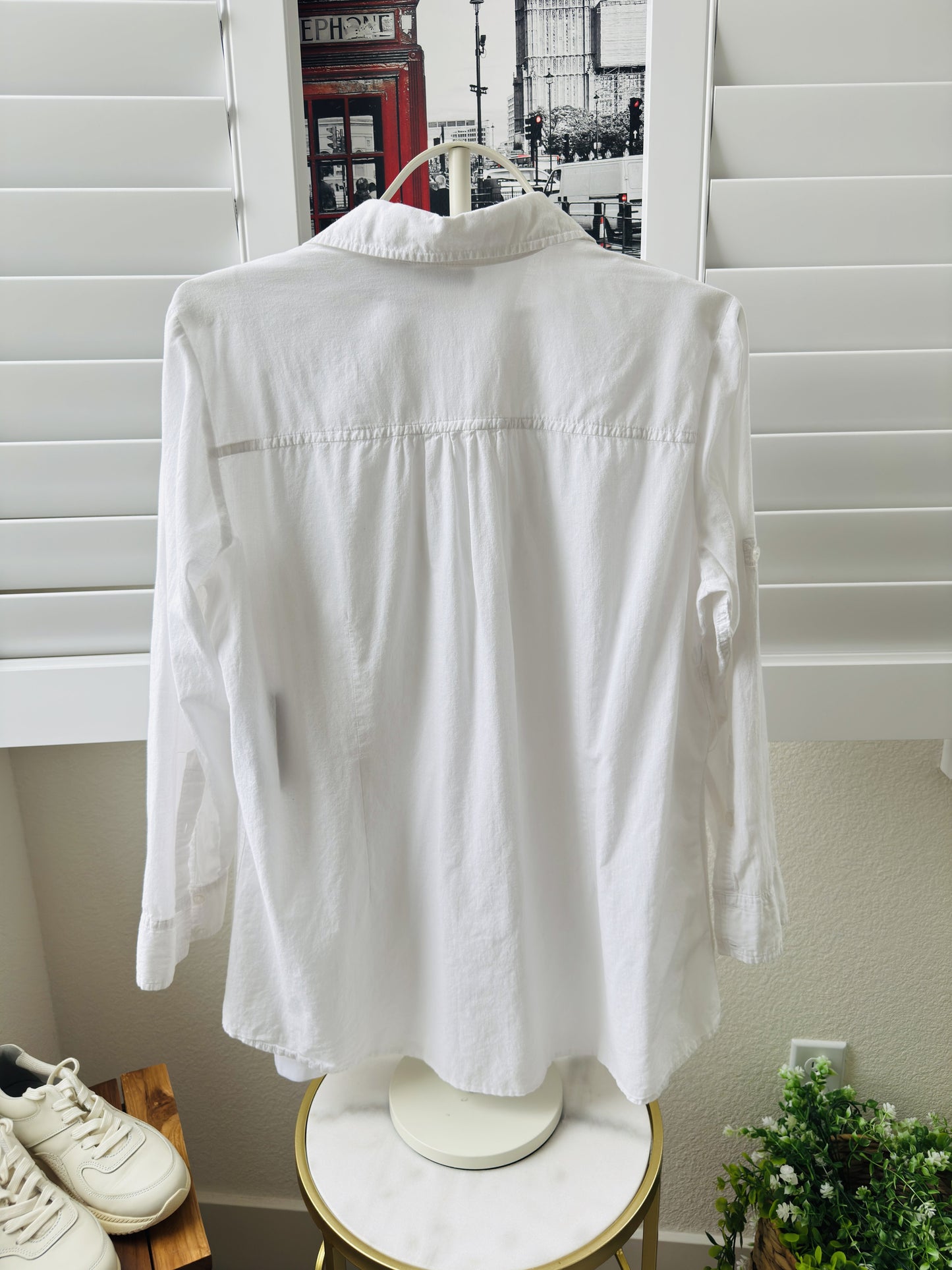 Apparenza White 100% Cotton Button Down Shirt, Size 1X