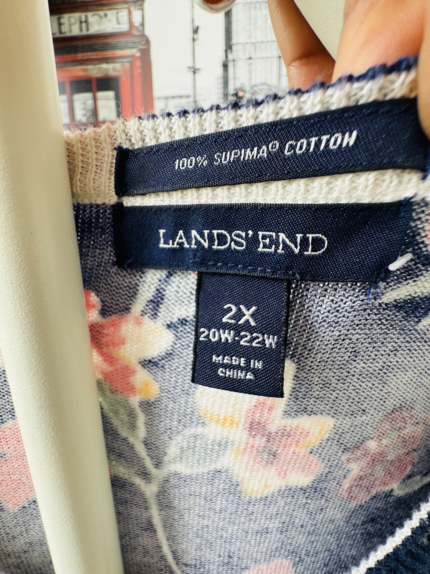 Lands' End Floral V-Neck Supima Cotton Cardigan Size 2X