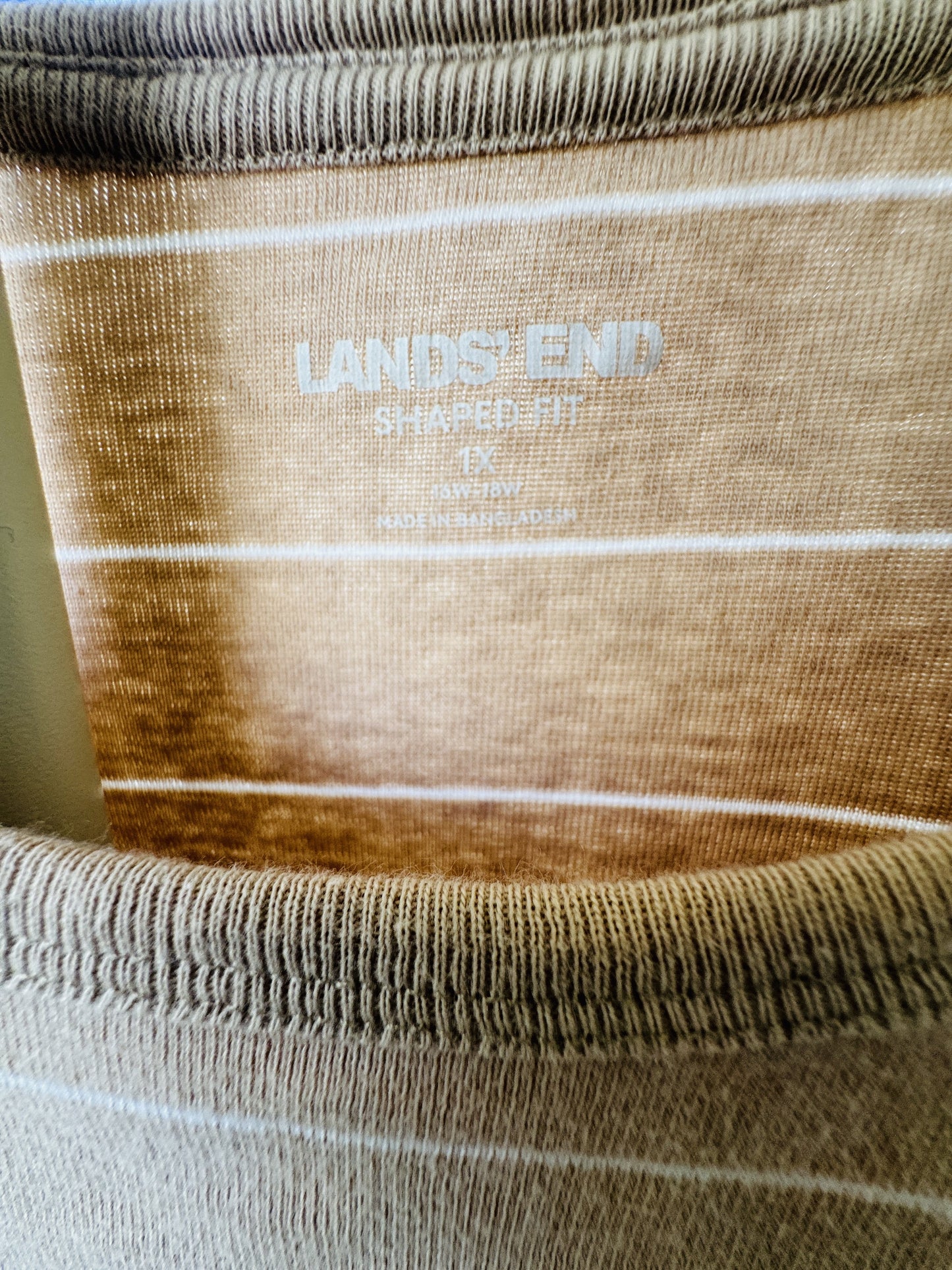 Lands' End Women's Shaped Fit Striped Short Sleeve T-Shirt Size 1X