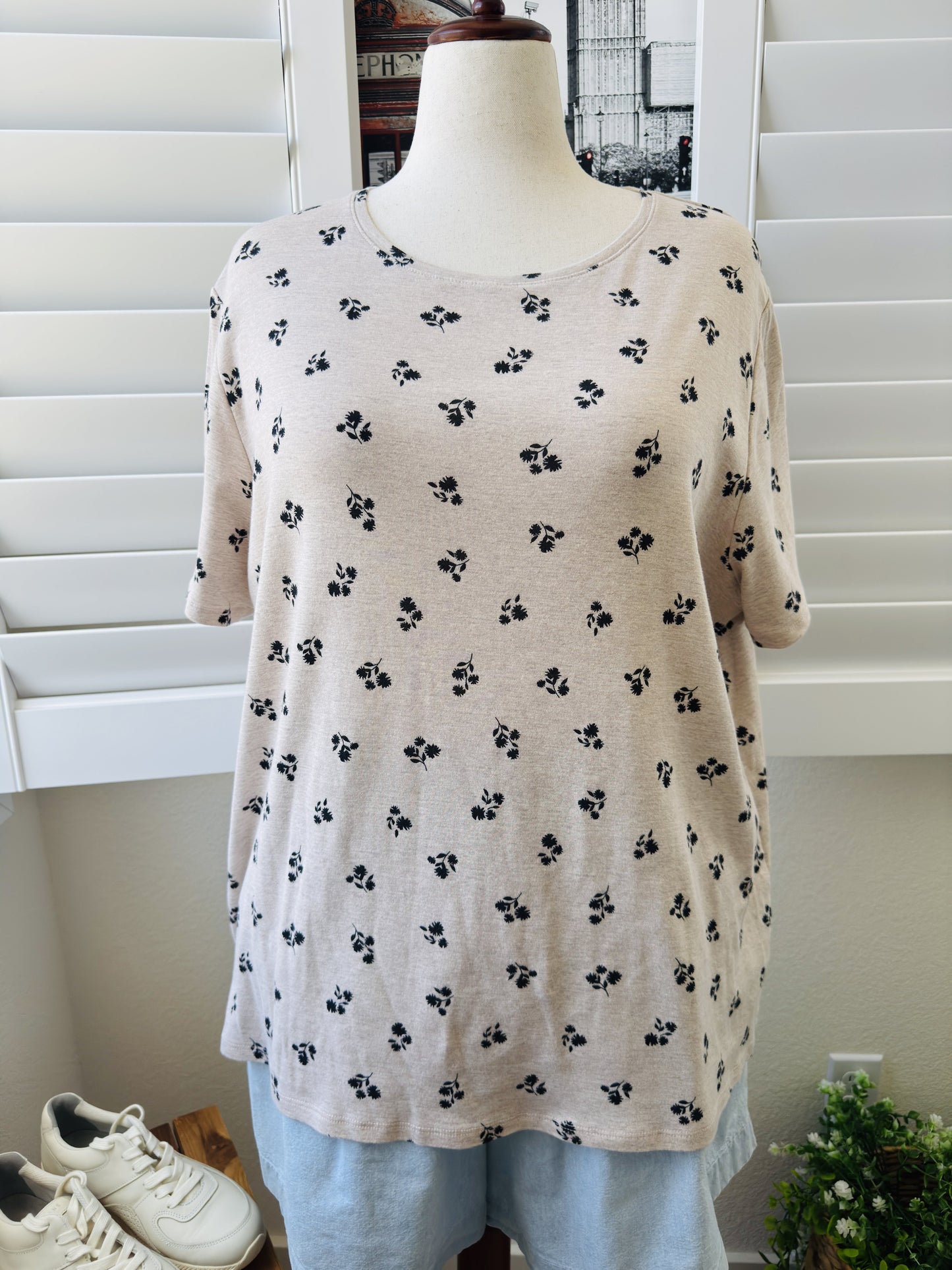 Croft & Barrow Floral Print Classic Tee - Size 2X