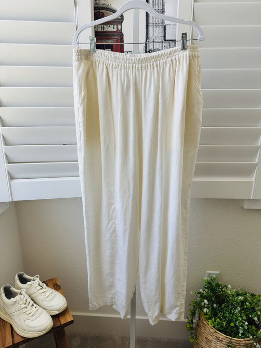 MZM Woman Cream Linen Blend Wide Leg Pants - Size 3X