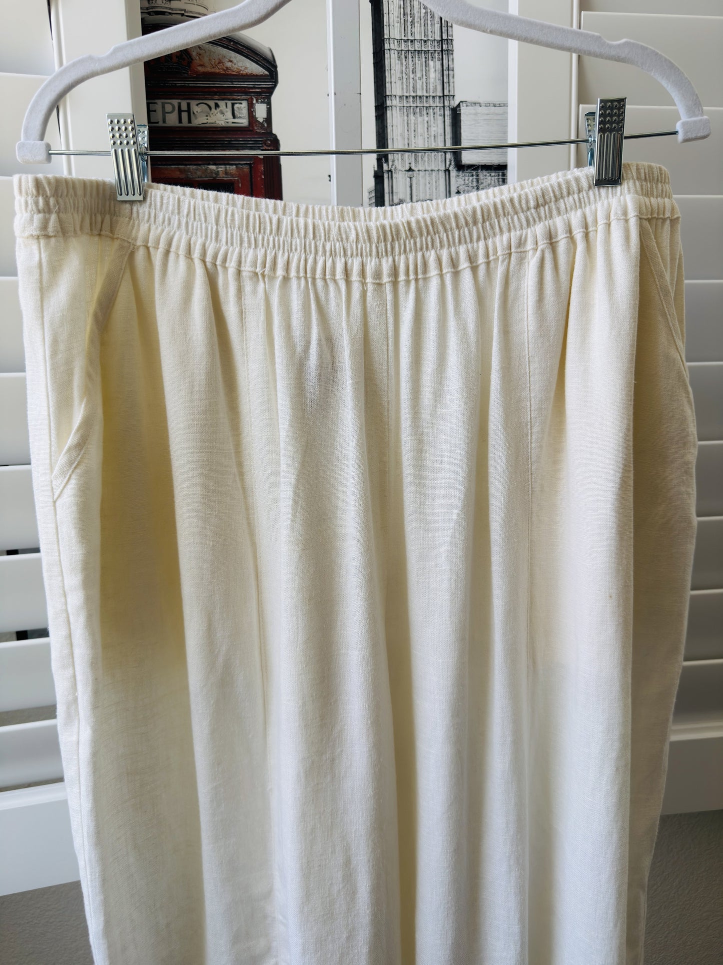 MZM Woman Cream Linen Blend Wide Leg Pants - Size 3X