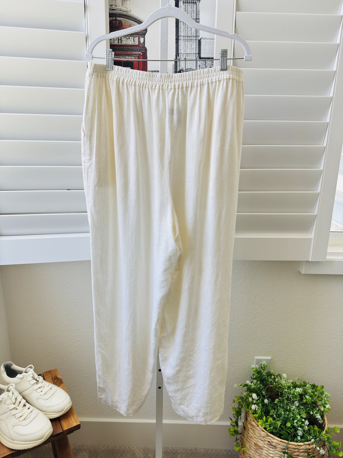 MZM Woman Cream Linen Blend Wide Leg Pants - Size 3X