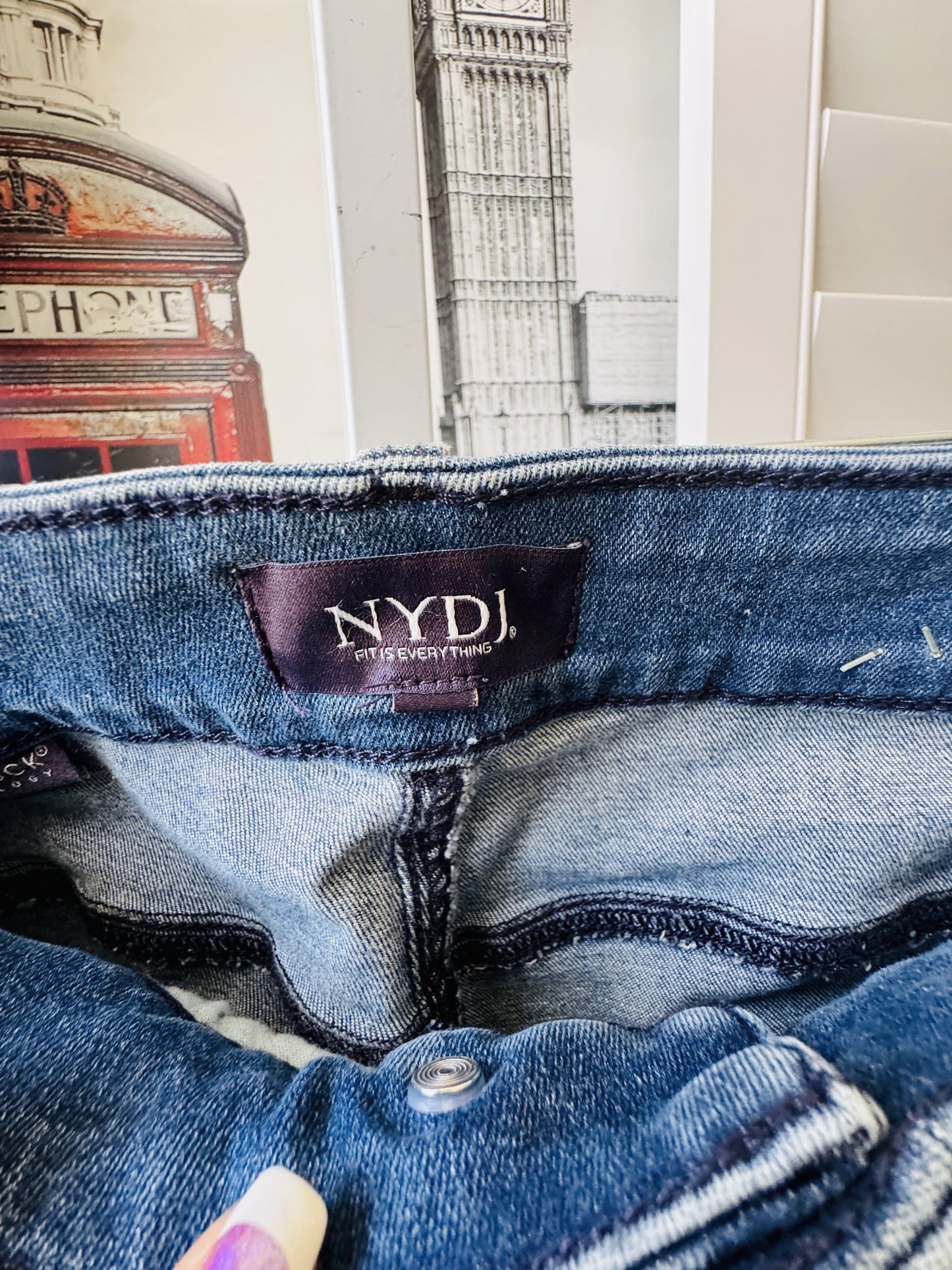NYDJ Marilyn Straight Leg Jeans in Blue Denim - Size 24W