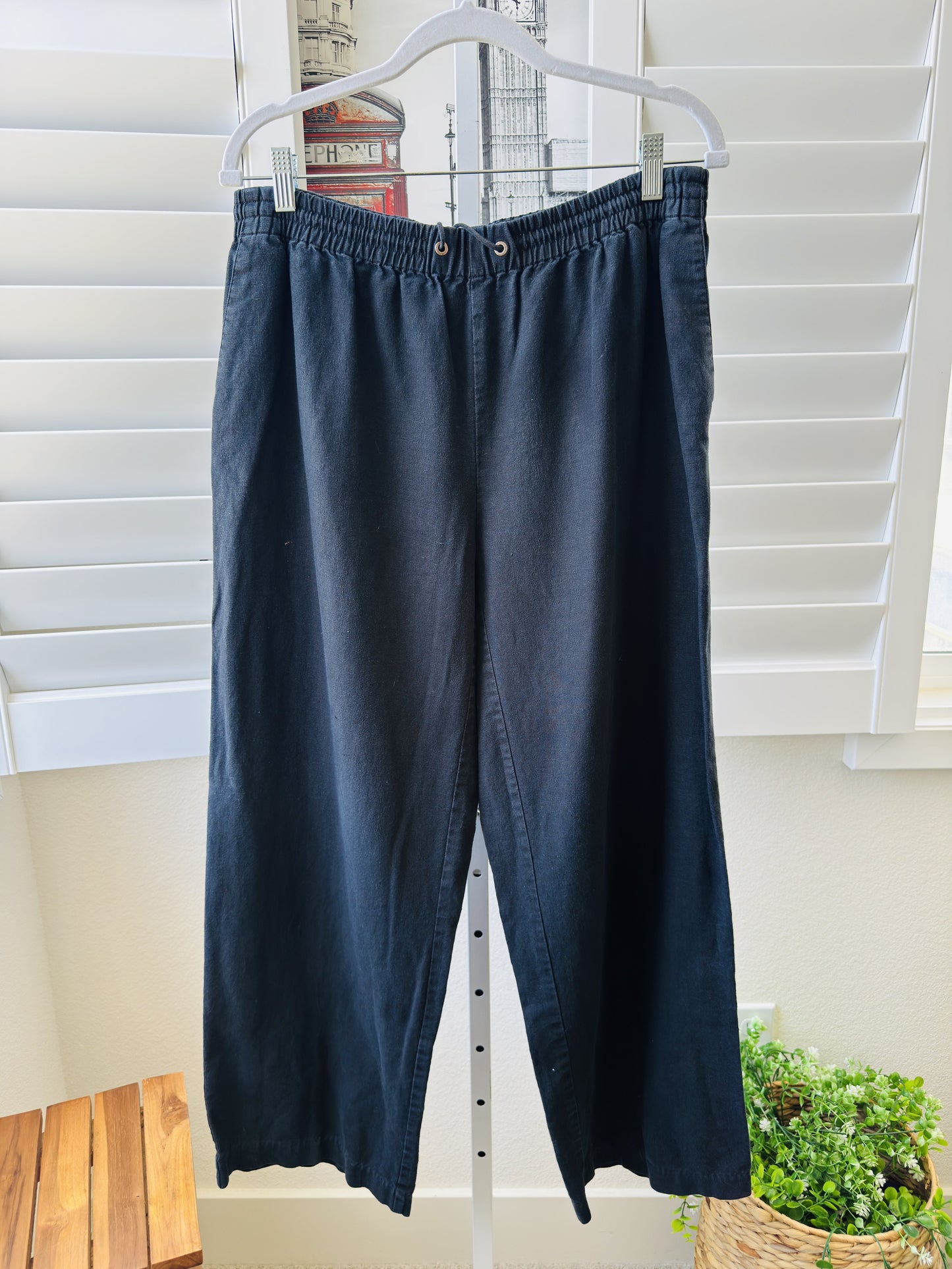 Liz Claiborne New York Black Linen-Cotton Wide Leg Pants Size 1X