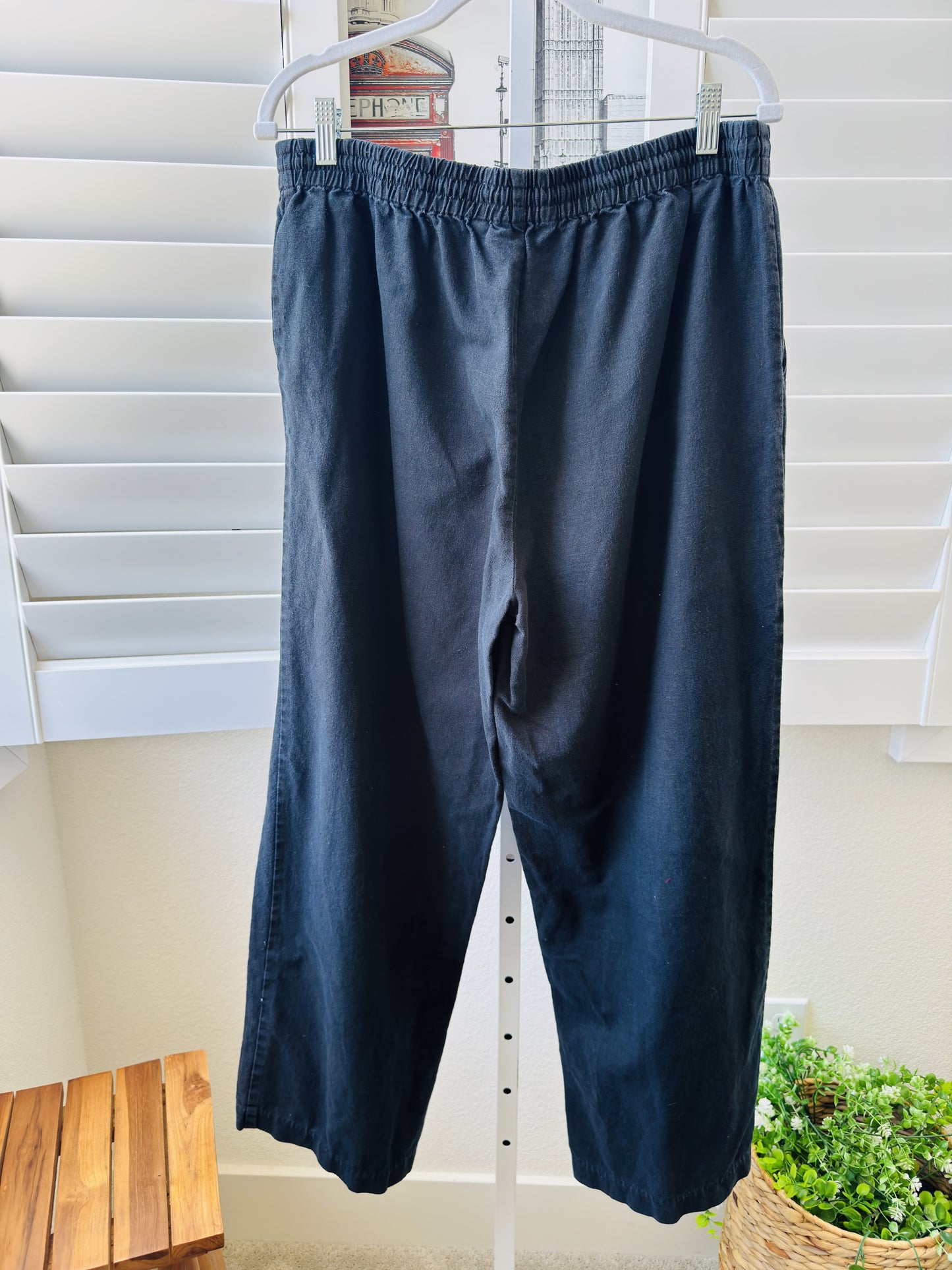 Liz Claiborne New York Black Linen-Cotton Wide Leg Pants Size 1X