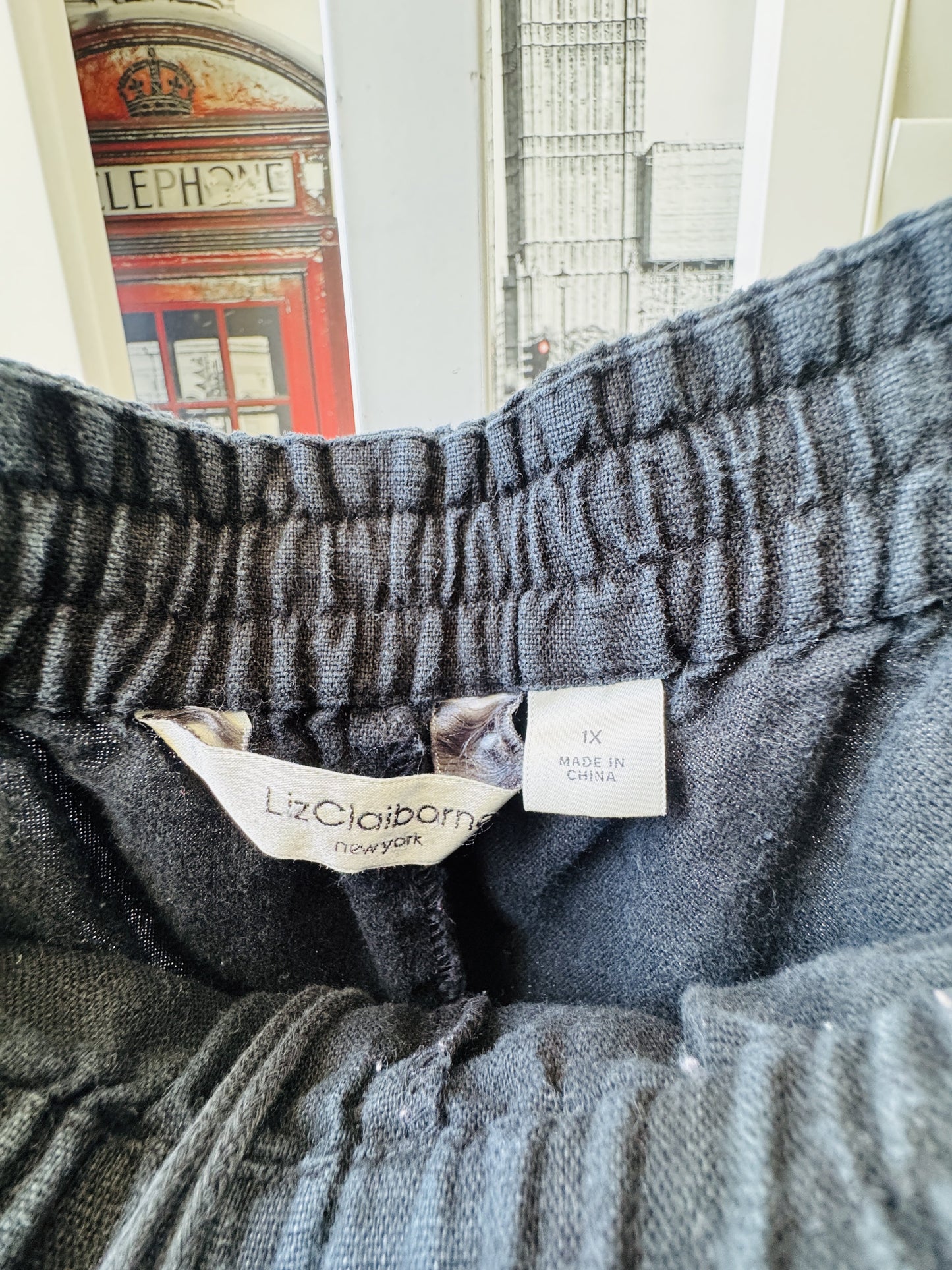Liz Claiborne New York Black Linen-Cotton Wide Leg Pants Size 1X