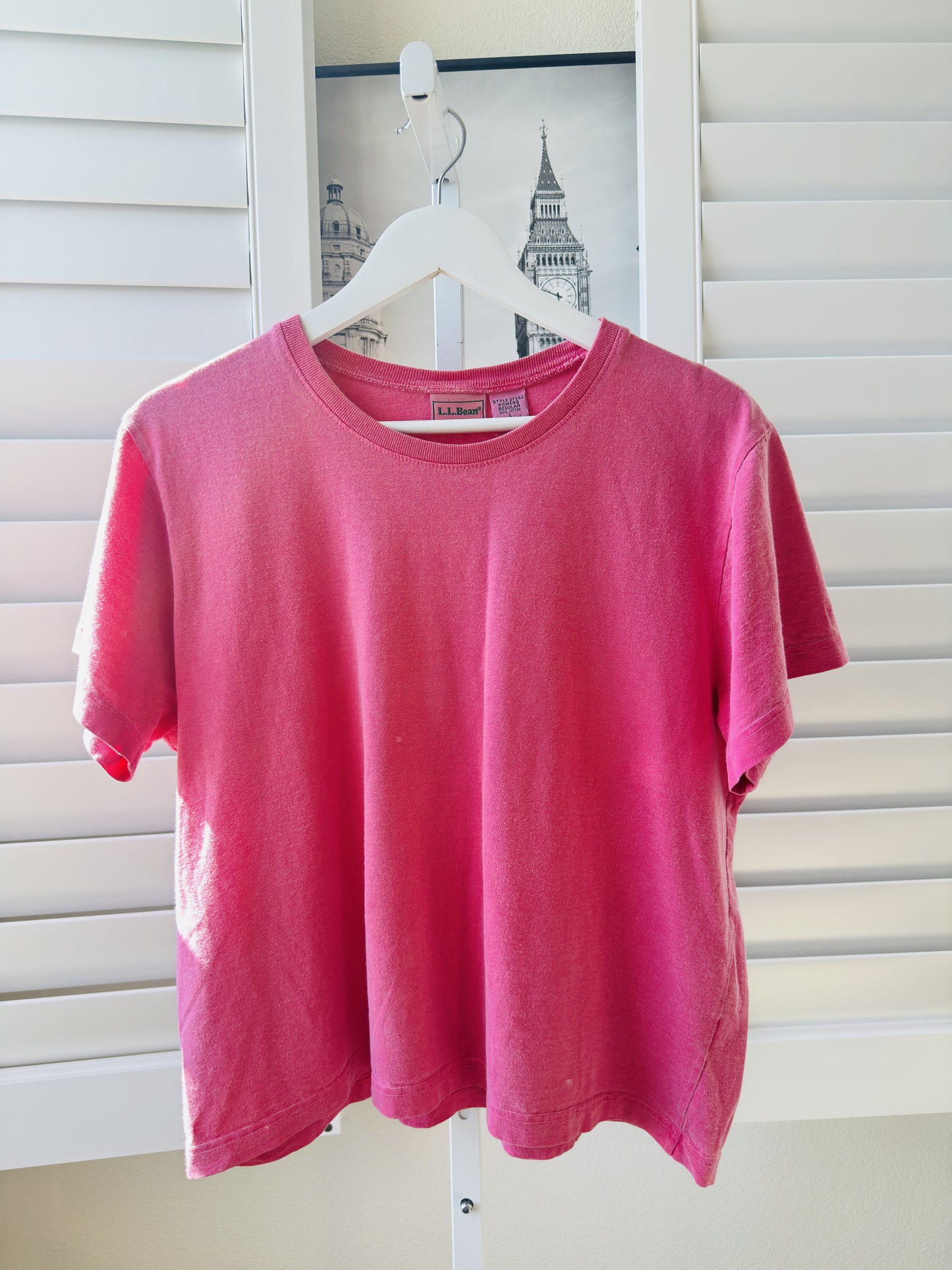 L.L.Bean Women's Pink 100% Cotton Crew Neck Tee Size L