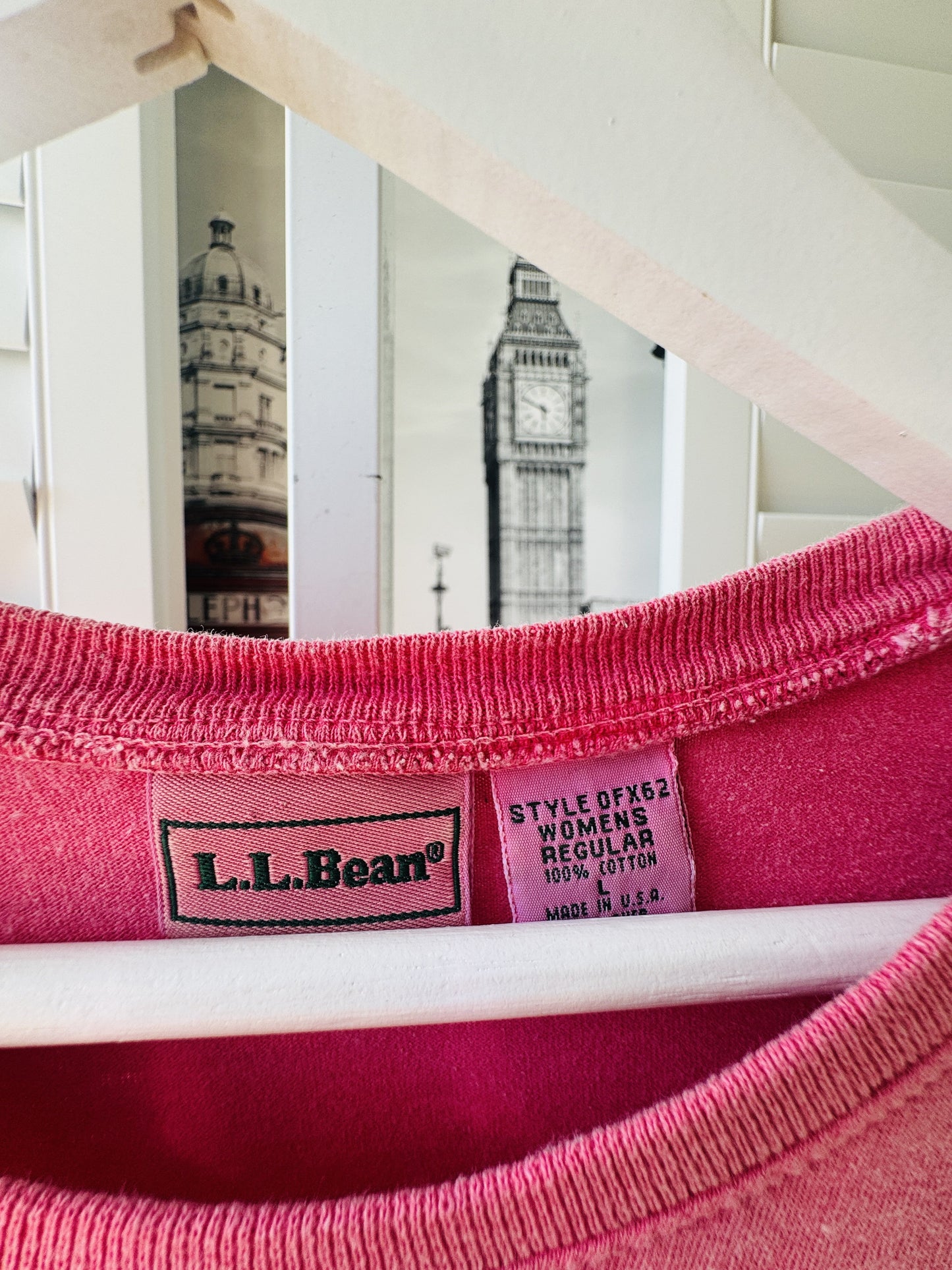 L.L.Bean Women's Pink 100% Cotton Crew Neck Tee Size L