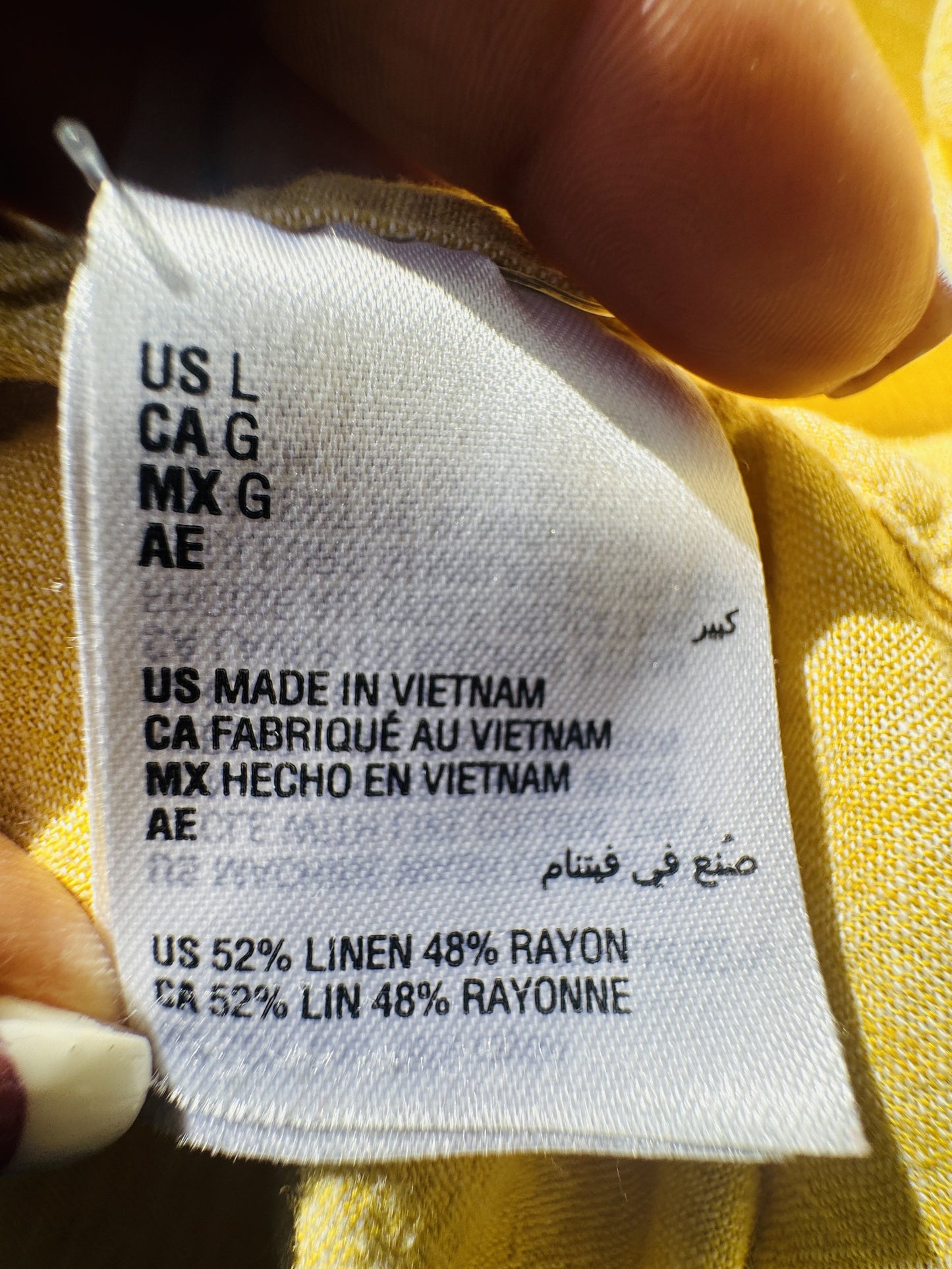 INC International Concepts Women’s Yellow Linen Blend Henley Shirt Size L