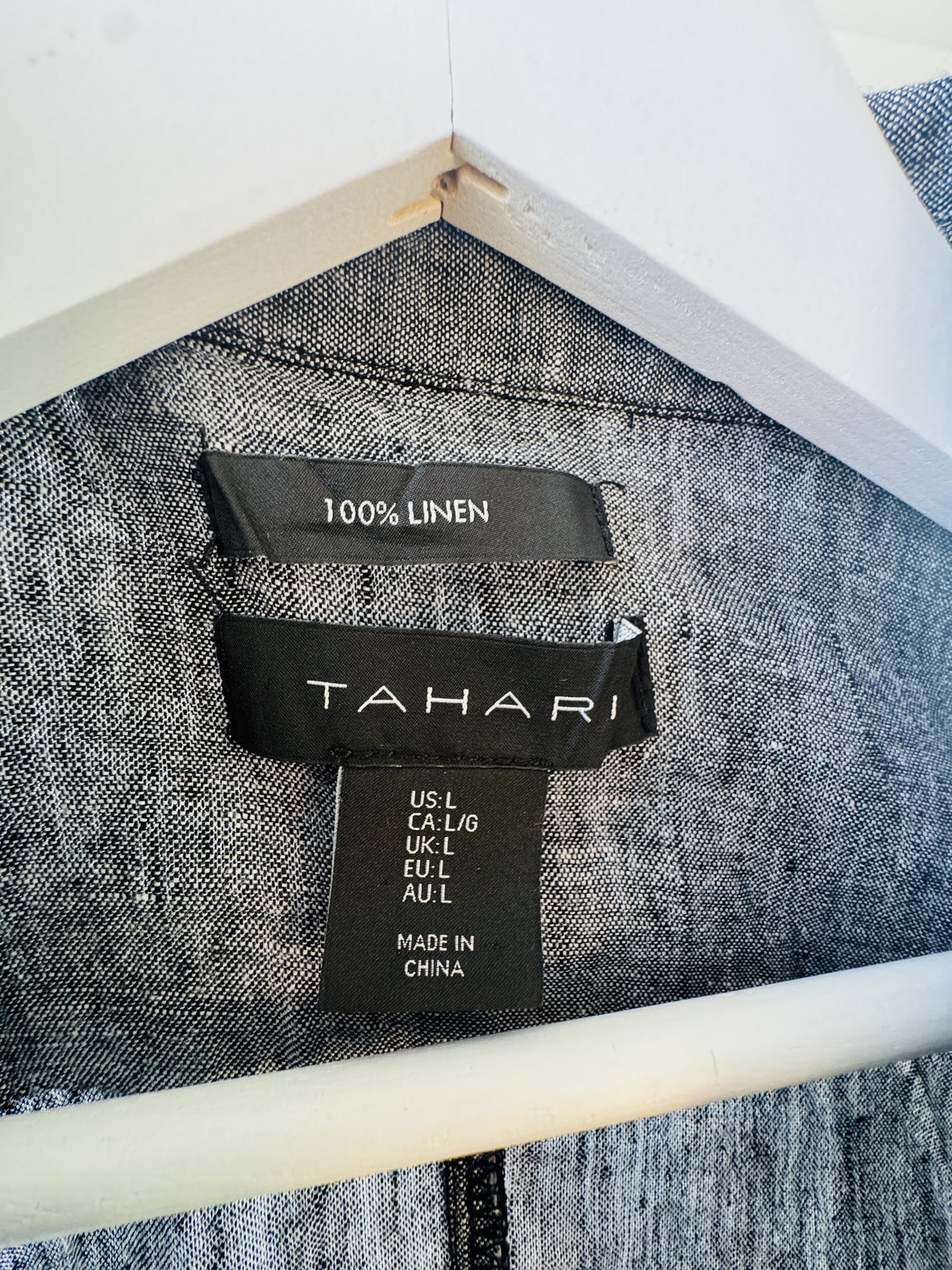 Tahari 100% Linen Short Sleeve Button-Down Shirt Dress - Size L