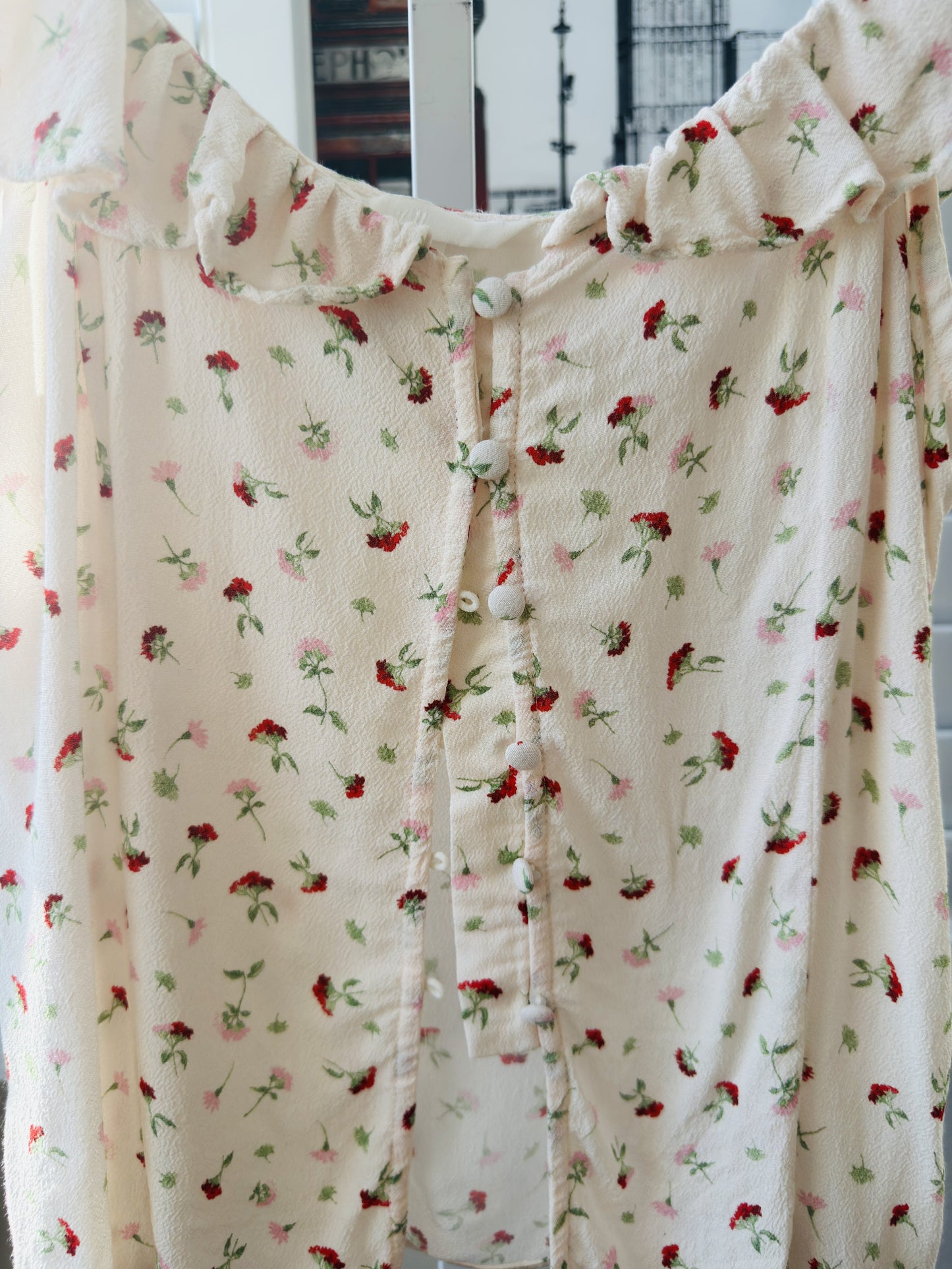 H&M Floral Ruffle Button-Front Top Size M