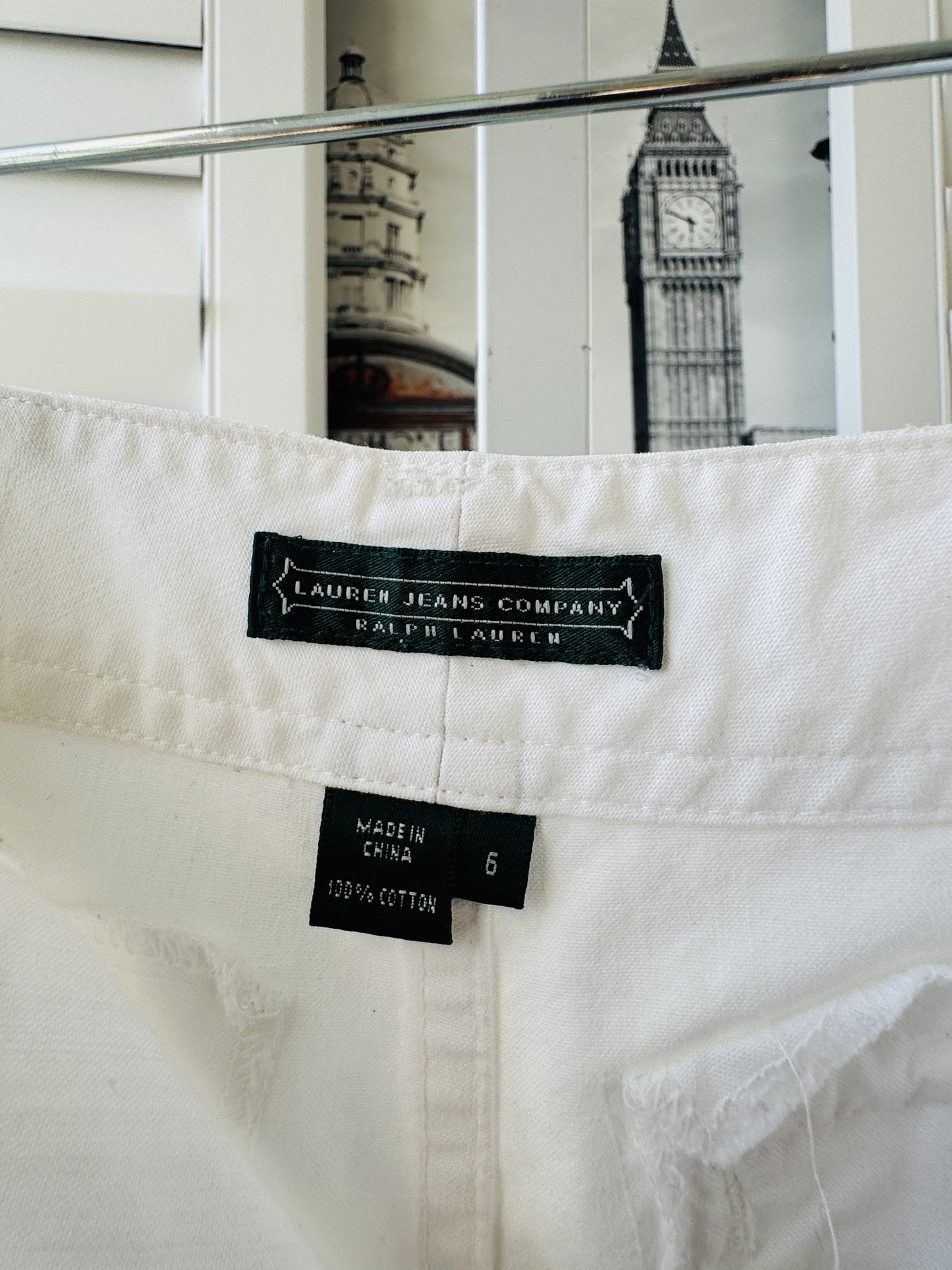 Lauren Jeans Co. Ralph Lauren White Cotton Cargo Shorts Size 6