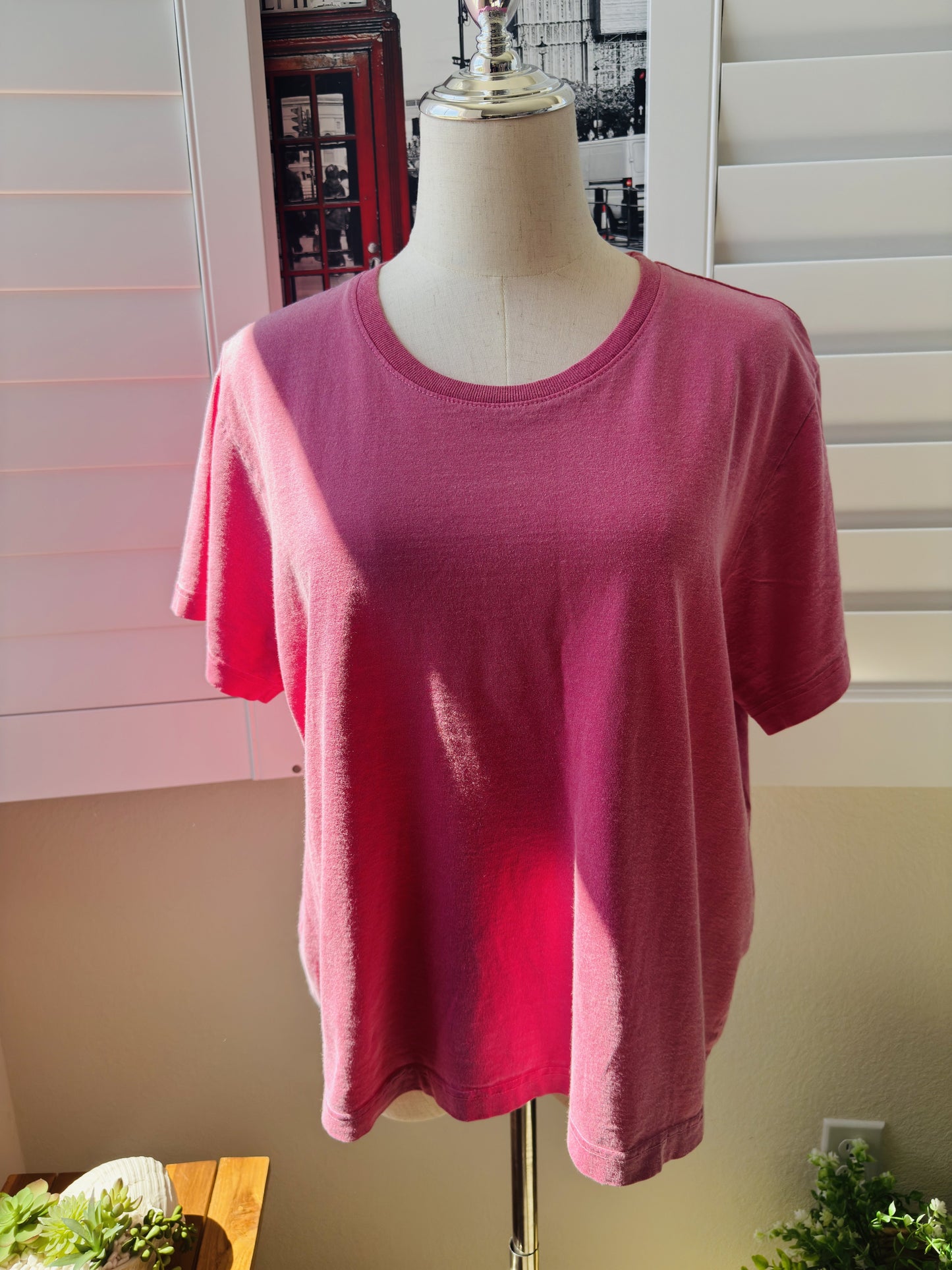 L.L.Bean Women's Pink 100% Cotton Crew Neck Tee Size L