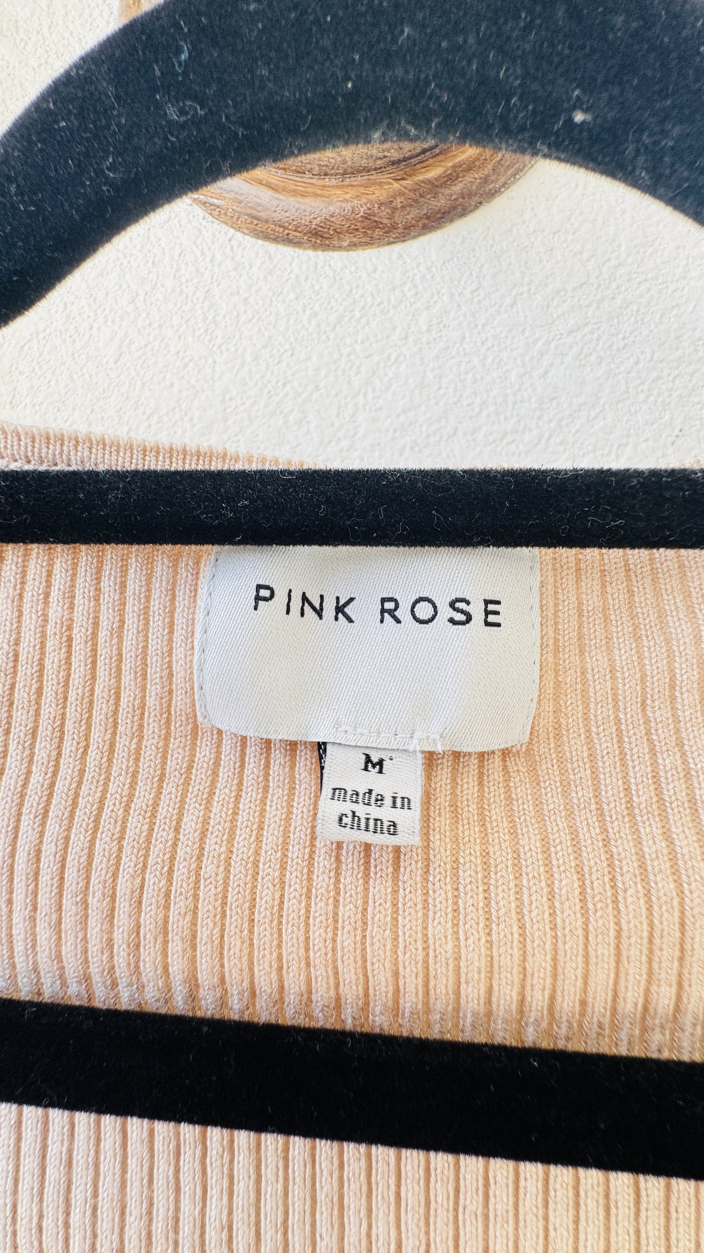 Pink Rose Ribbed Full-Zip Long Sleeve Top - Size M