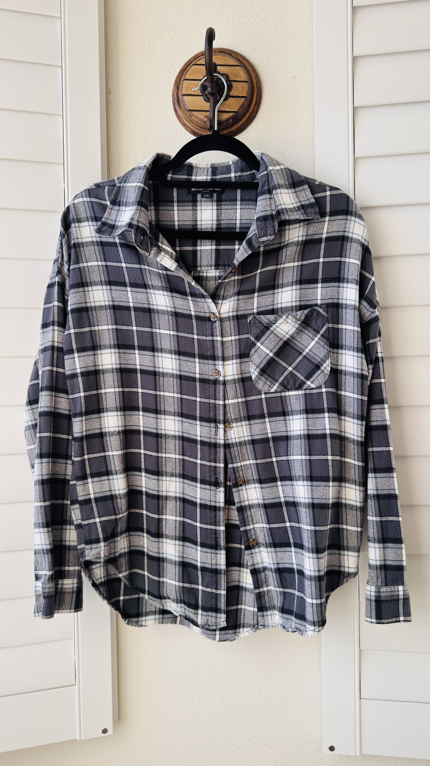 Brandy Melville Plaid Button Down Flannel Shirt - Size One Size