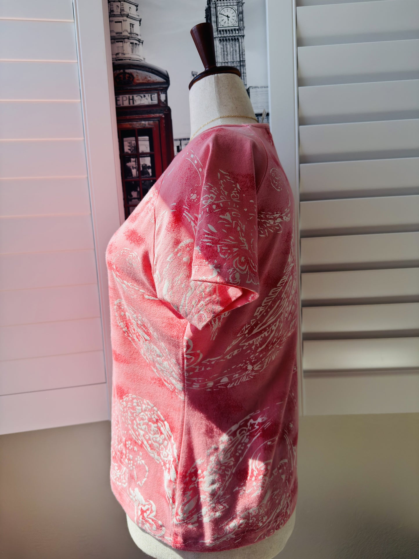 Coldwater Creek Pink Paisley Knit Tee Shirt Size L