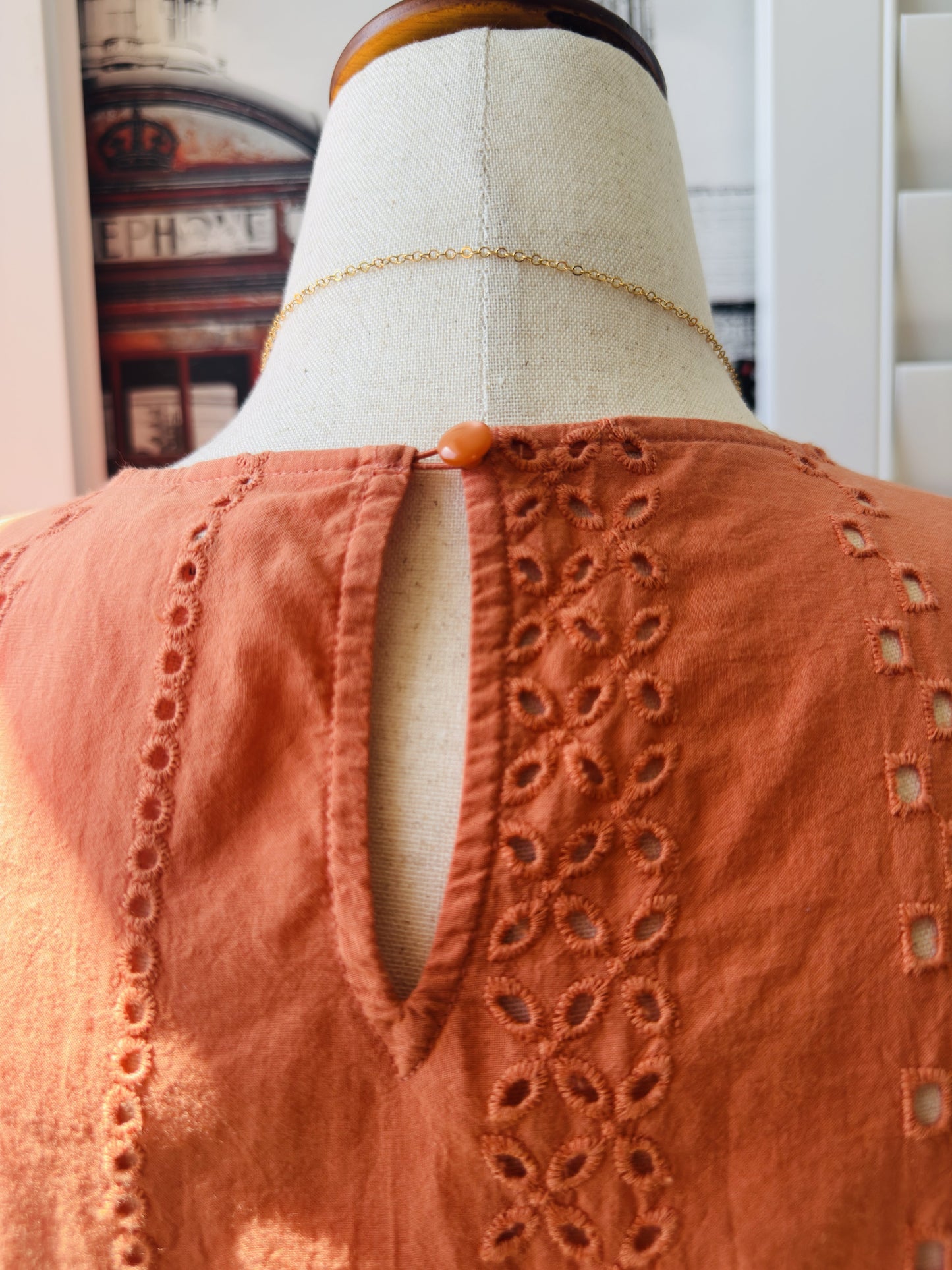 a.n.a a new approach Orange Eyelet Ruffle Flutter Sleeve Top Size XL