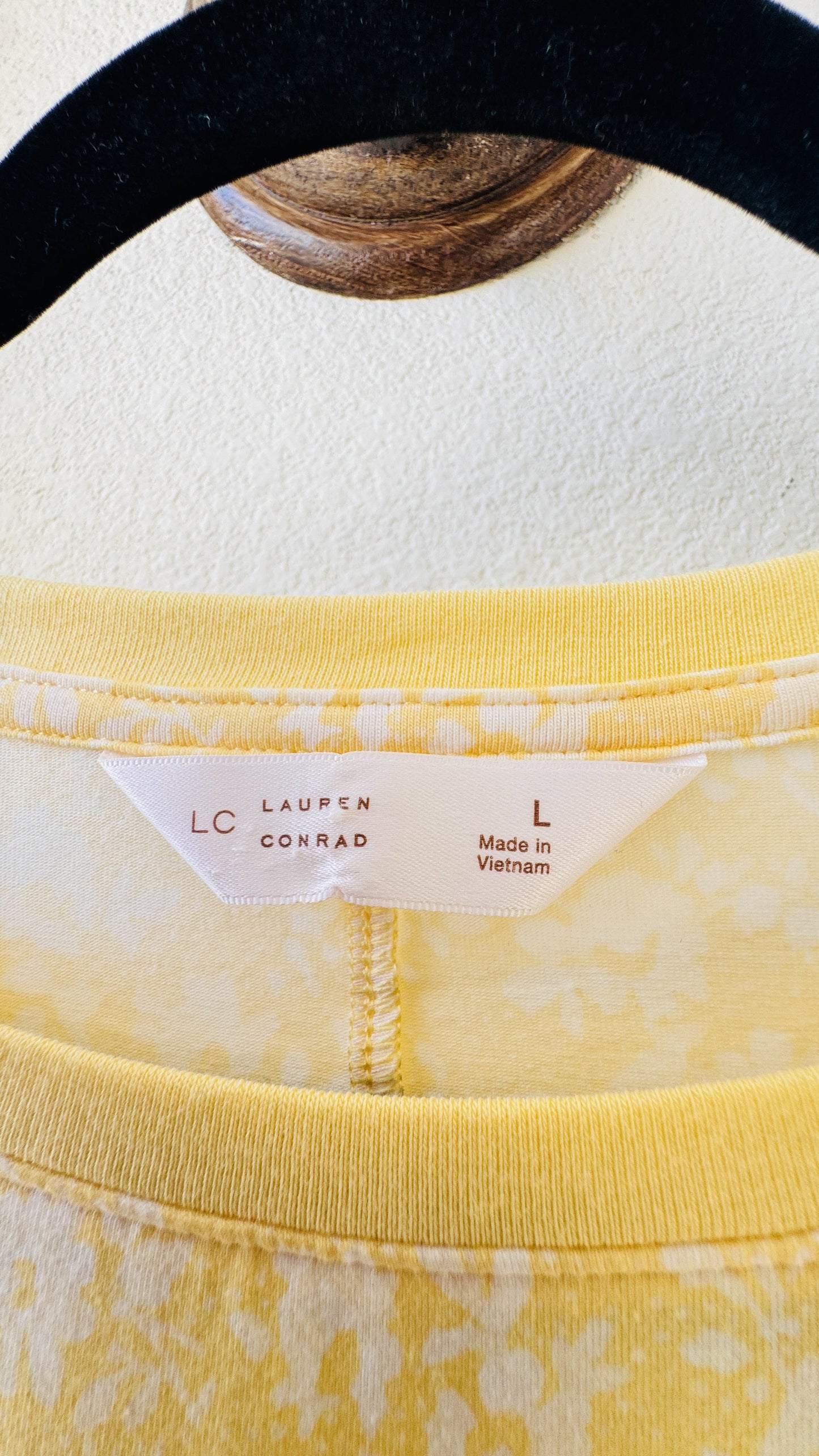 LC Lauren Conrad Yellow Floral Puff Sleeve Top - Size L