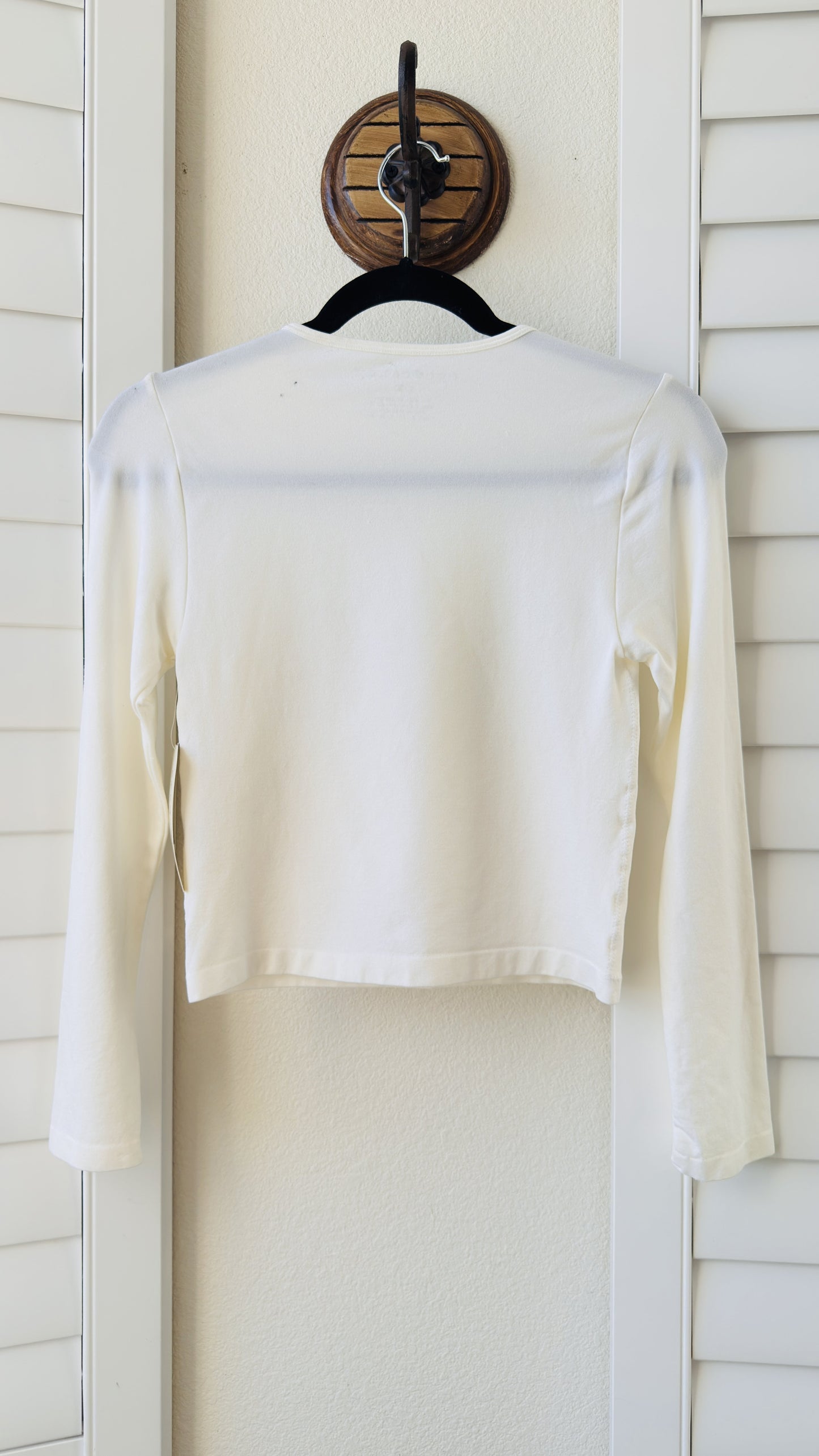 Eye Candy Seamless Long Sleeve Crop Top in Off-White - Size L/XL