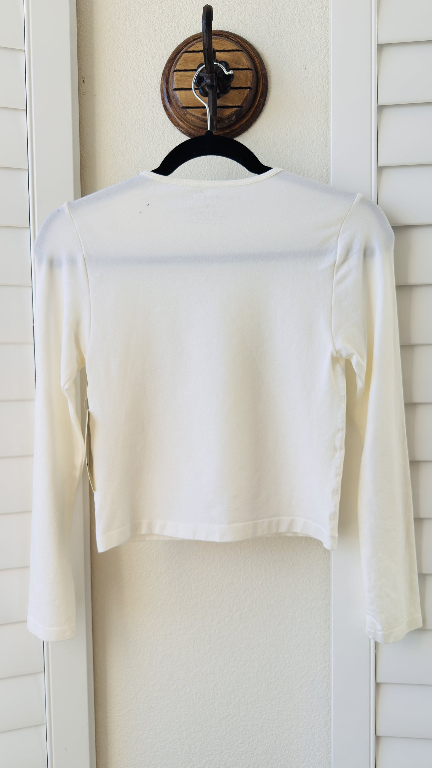 Eye Candy Seamless Long Sleeve Crop Top in Off-White - Size L/XL