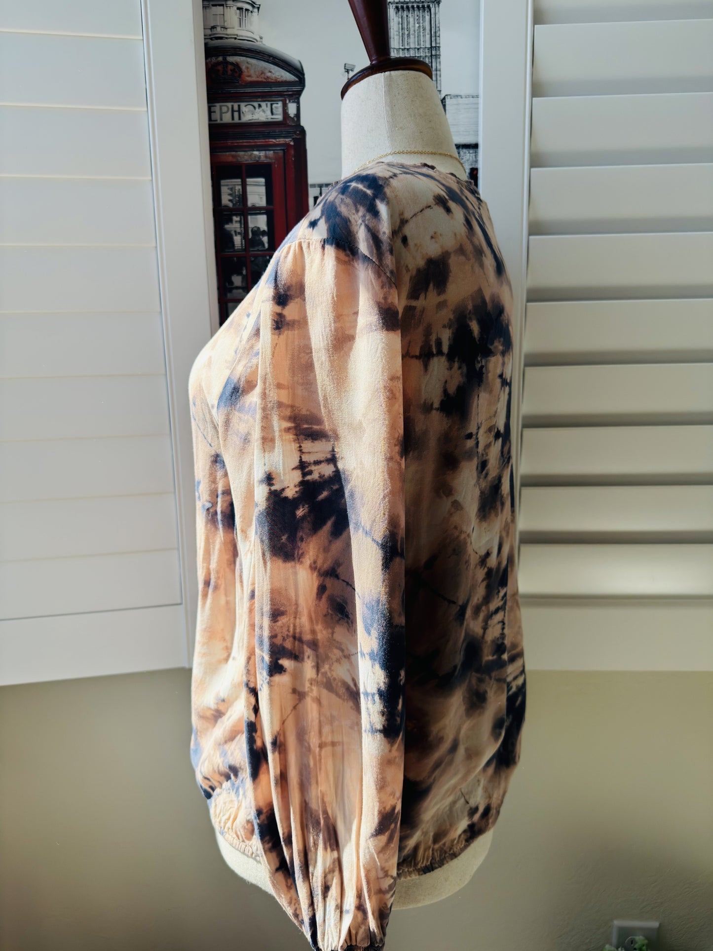 Cooper & Ella Tie-Dye Smocked Long Sleeve Blouse Size M